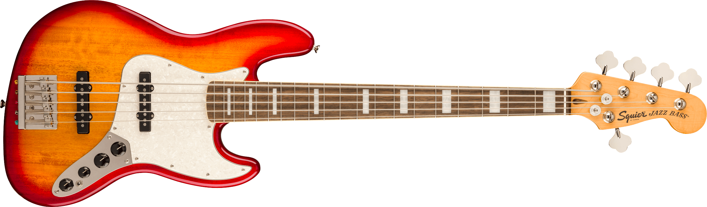 Squier® Classic Vibe™ Active '70s Jazz Bass® V, Laurel Fingerboard, White Pearloid Pickguard, Sienna Sunburst
