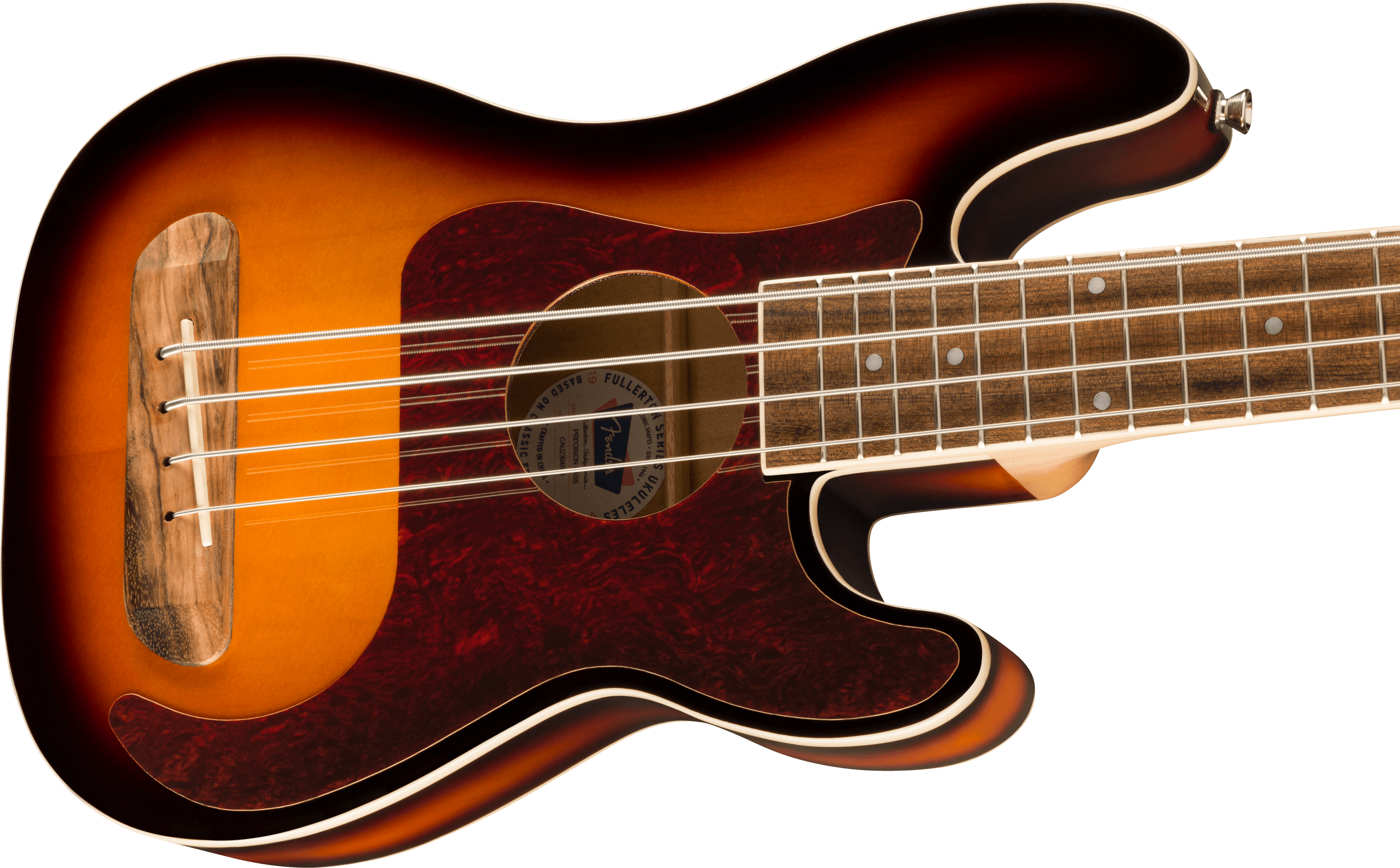 Fender® Fullerton Precision Bass® Uke, Walnut Fingerboard, Tortoiseshell Pickguard, 3-Color Sunburst
