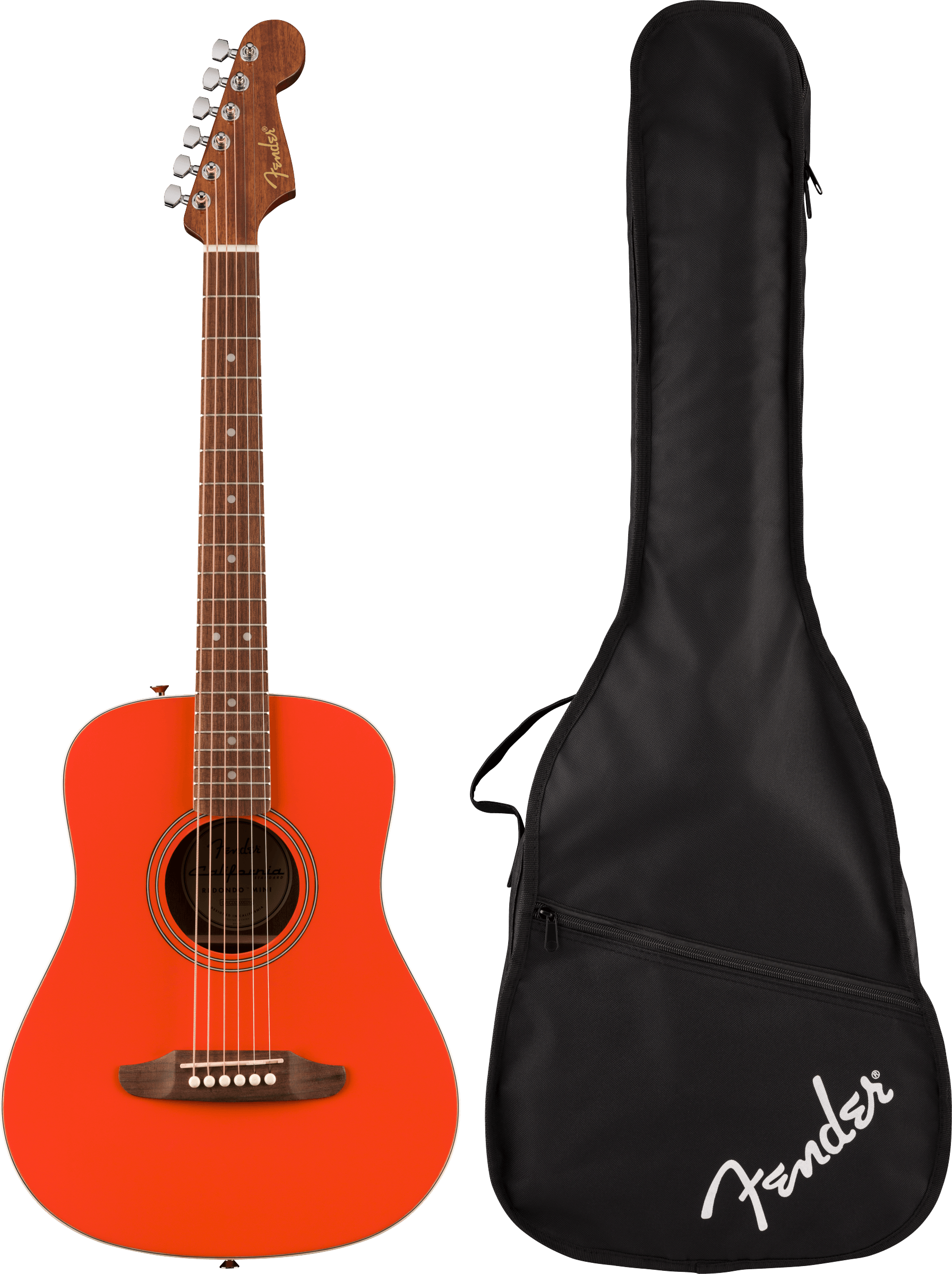 Fender® California Standard Redondo™ Mini with Bag, Spruce Top, Fiesta Red
