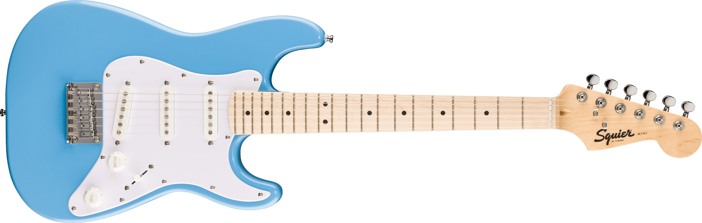 Squier® Mini Stratocaster®, Maple Fingerboard, White Pickguard, California Blue