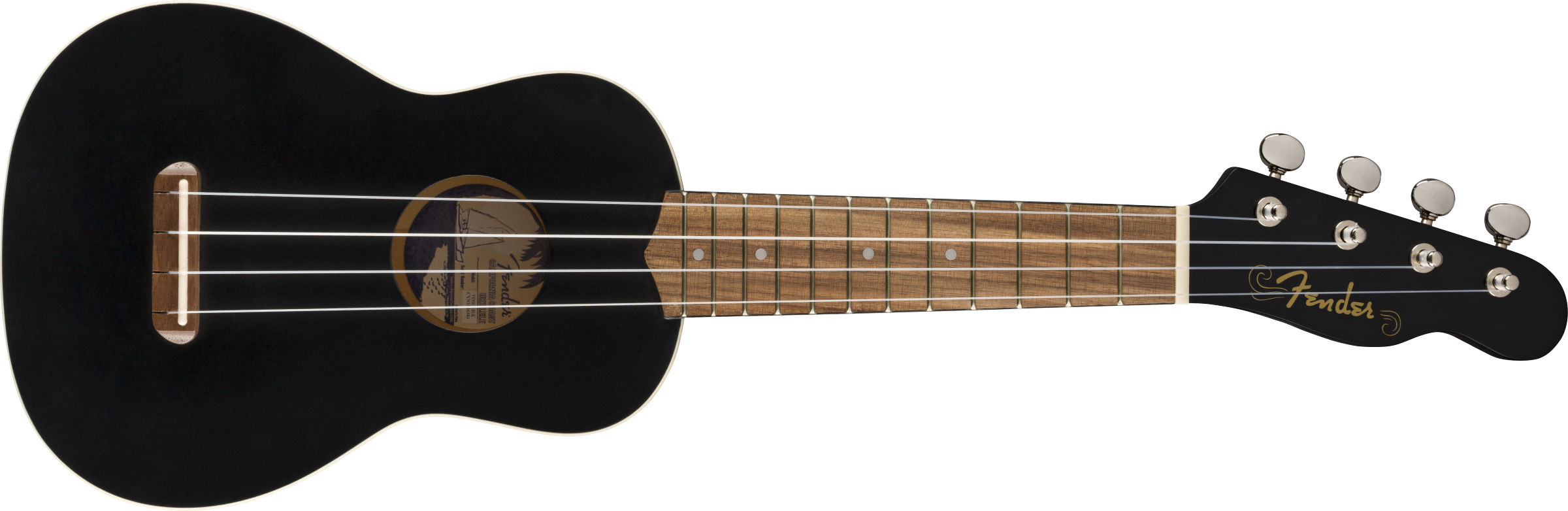 Fender® Venice Soprano Uke, Walnut Fingerboard, Black