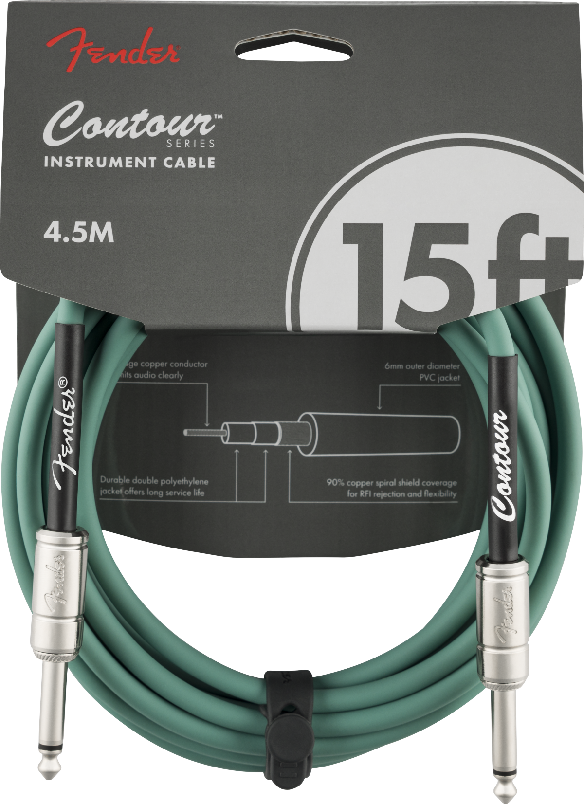 Fender® Contour™ Instrument Cable, Sherwood Green, 15'