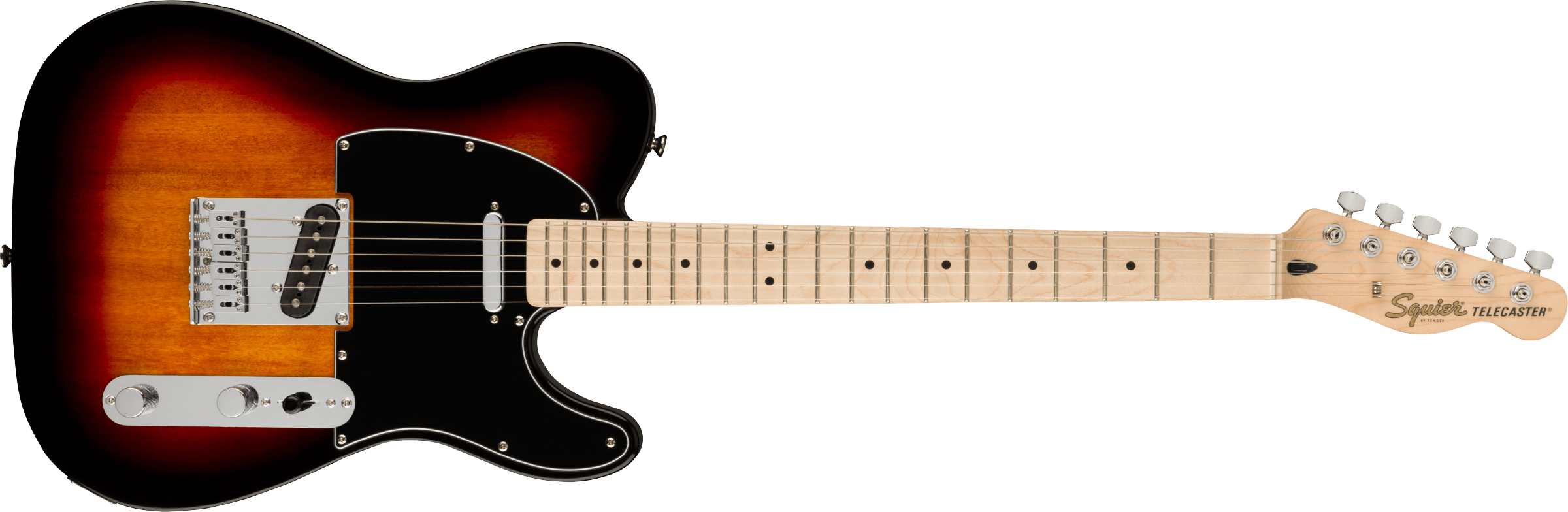Squier® Affinity Series™ Telecaster®, Maple Fingerboard, Black Pickguard, 3-Color Sunburst