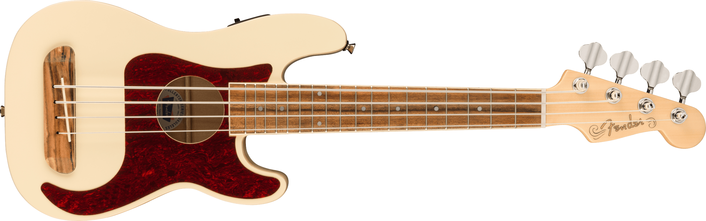 Fender® Fullerton Precision Bass® Uke, Walnut Fingerboard, Tortoiseshell Pickguard, Olympic White
