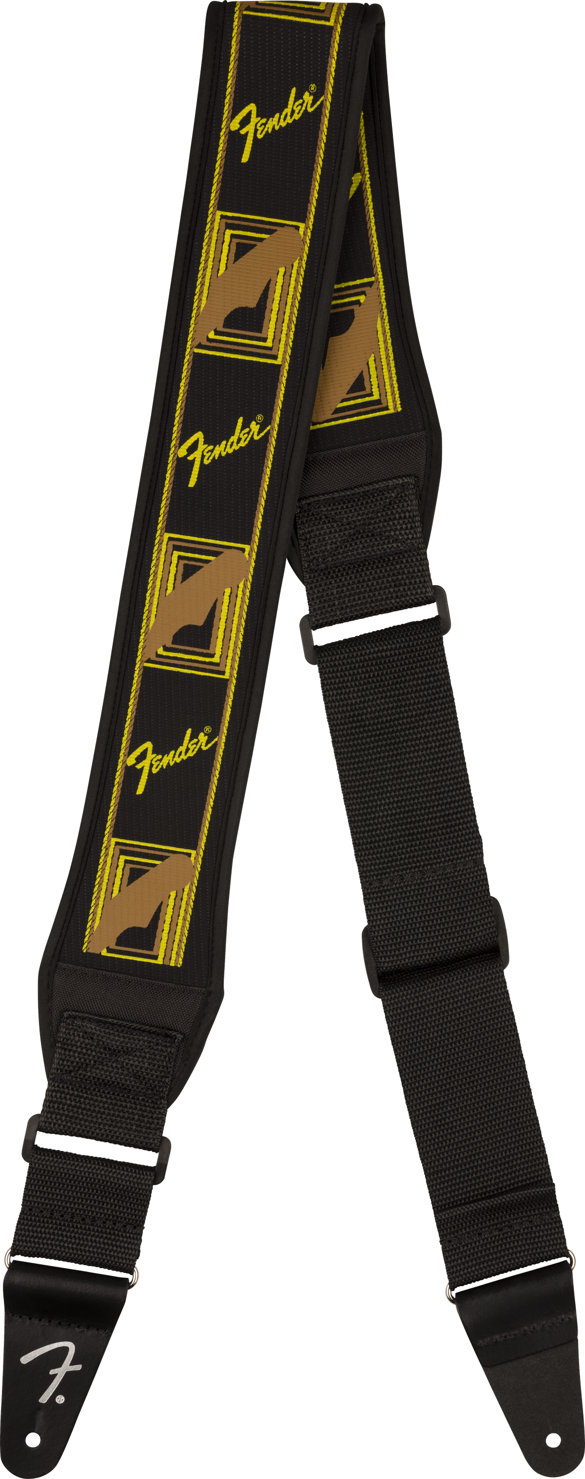 Fender® Swell™ Neoprene Strap, Blk/Ylw/Brn Mono, 2.5"