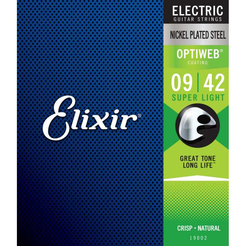 Elixir® 19002 Electric Nickel Plated Steel OPTIWEB Super Light .009 .042
