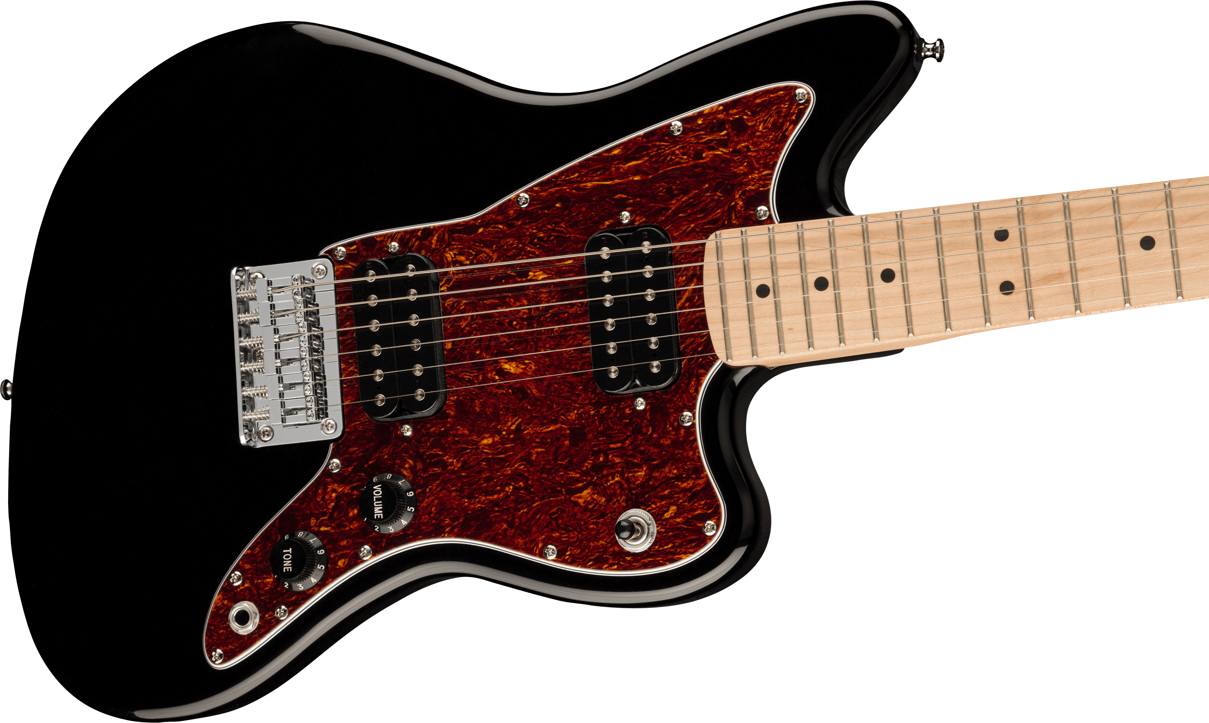 Squier® FSR Mini Jazzmaster® HH, Maple Fingerboard, Tortoiseshell Pickguard, Black