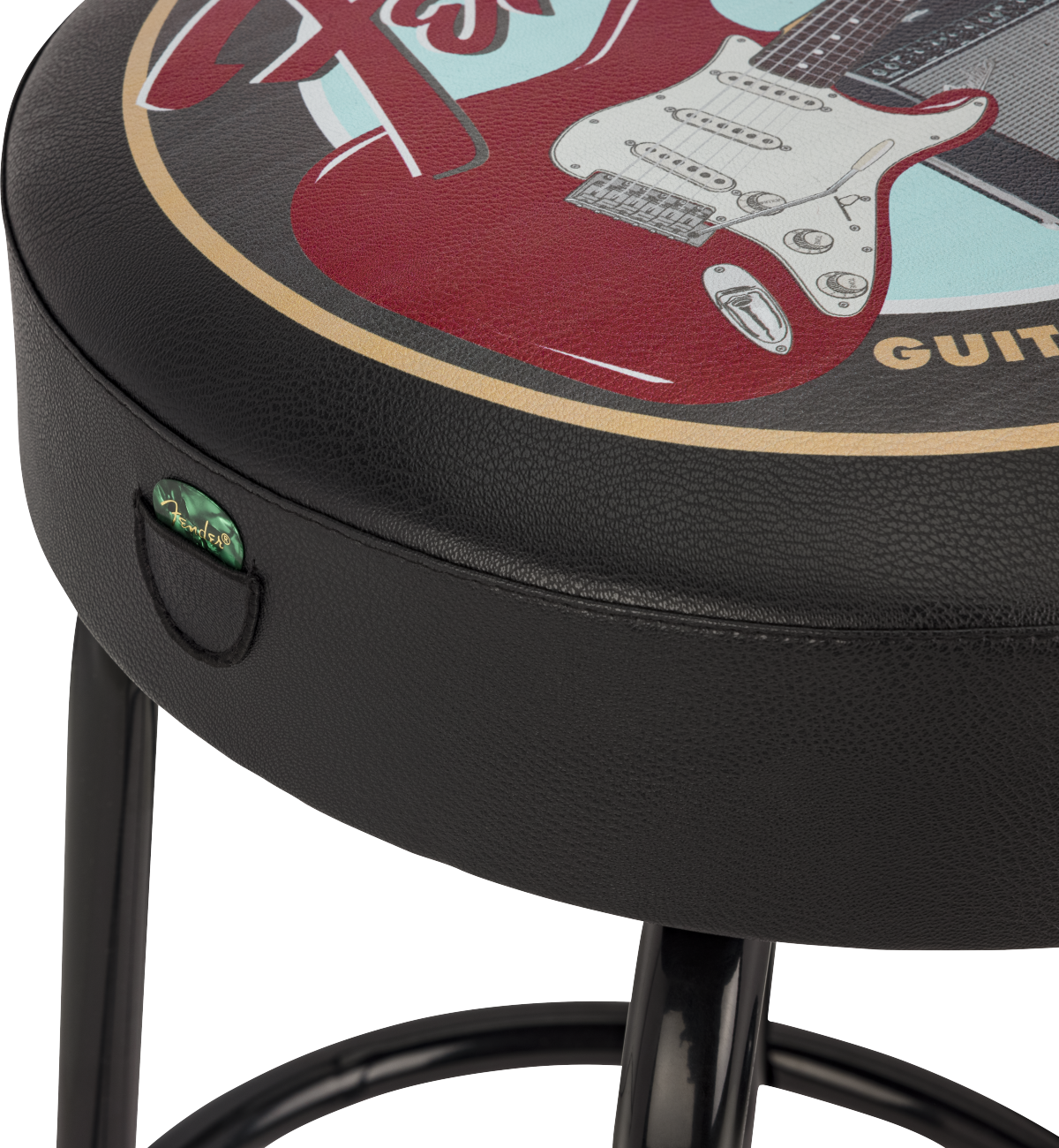 Fender® Guitars & Amps Pick Pouch Barstool, Black/Black, 30"