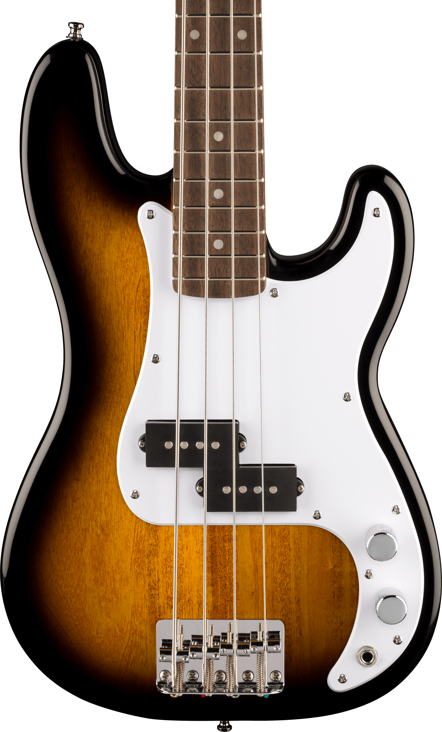 Squier® Mini Precision Bass®, Laurel Fingerboard, White Pickguard, 2-Color Sunburst