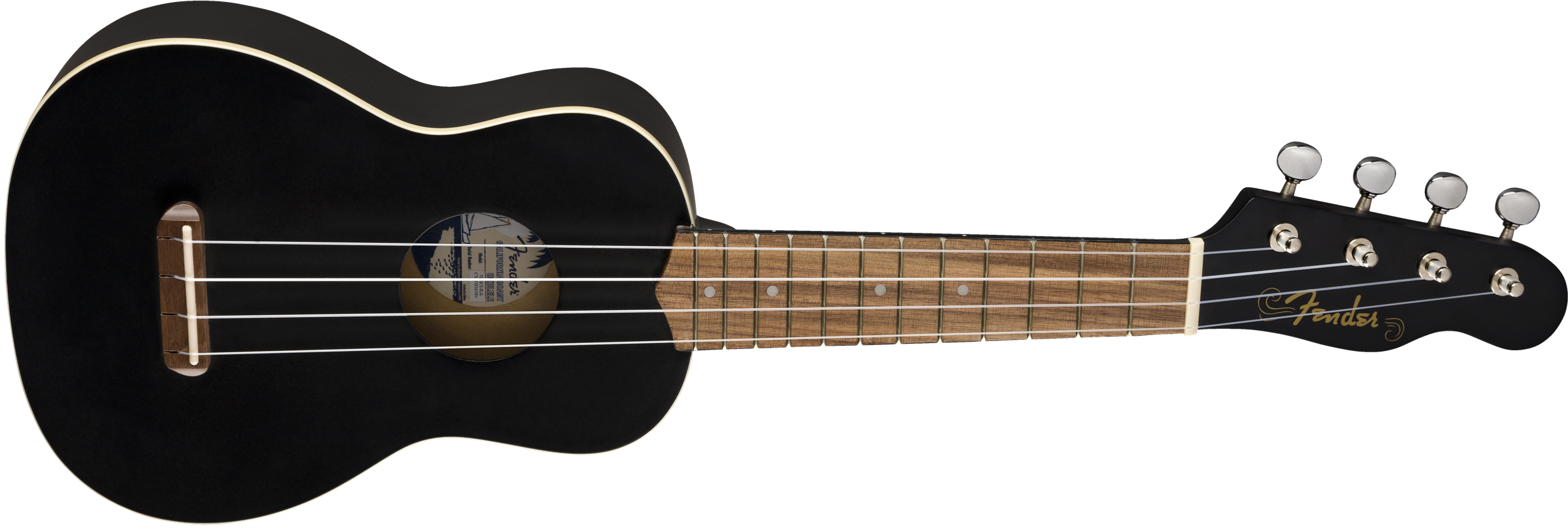 Fender® Venice Soprano Uke, Walnut Fingerboard, Black