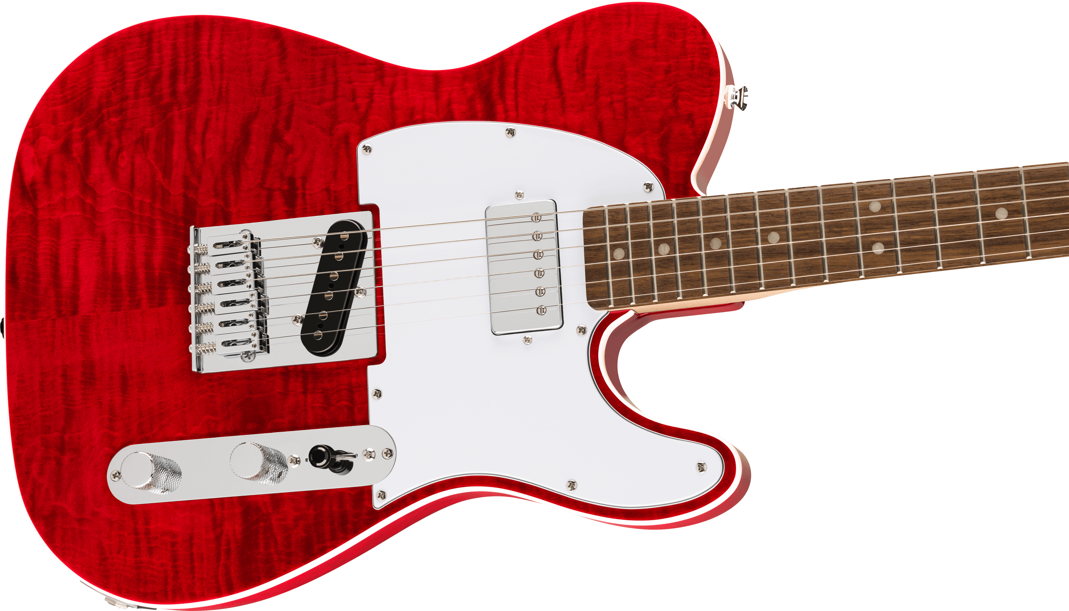 Squier® Affinity Series™ Telecaster® FMT SH, Laurel Fingerboard, White Pickguard, Crimson Red Transparent