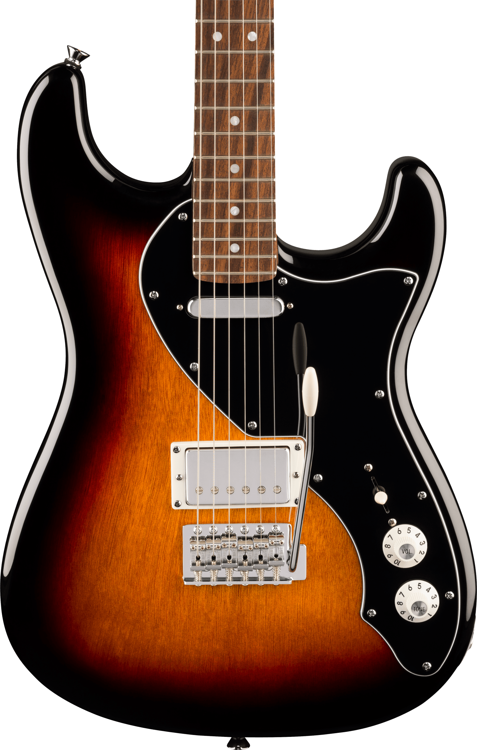 Squier® Paranormal Stratocaster® Deluxe, Laurel Fingerboard, Black Pickguard, 3-Color Sunburst