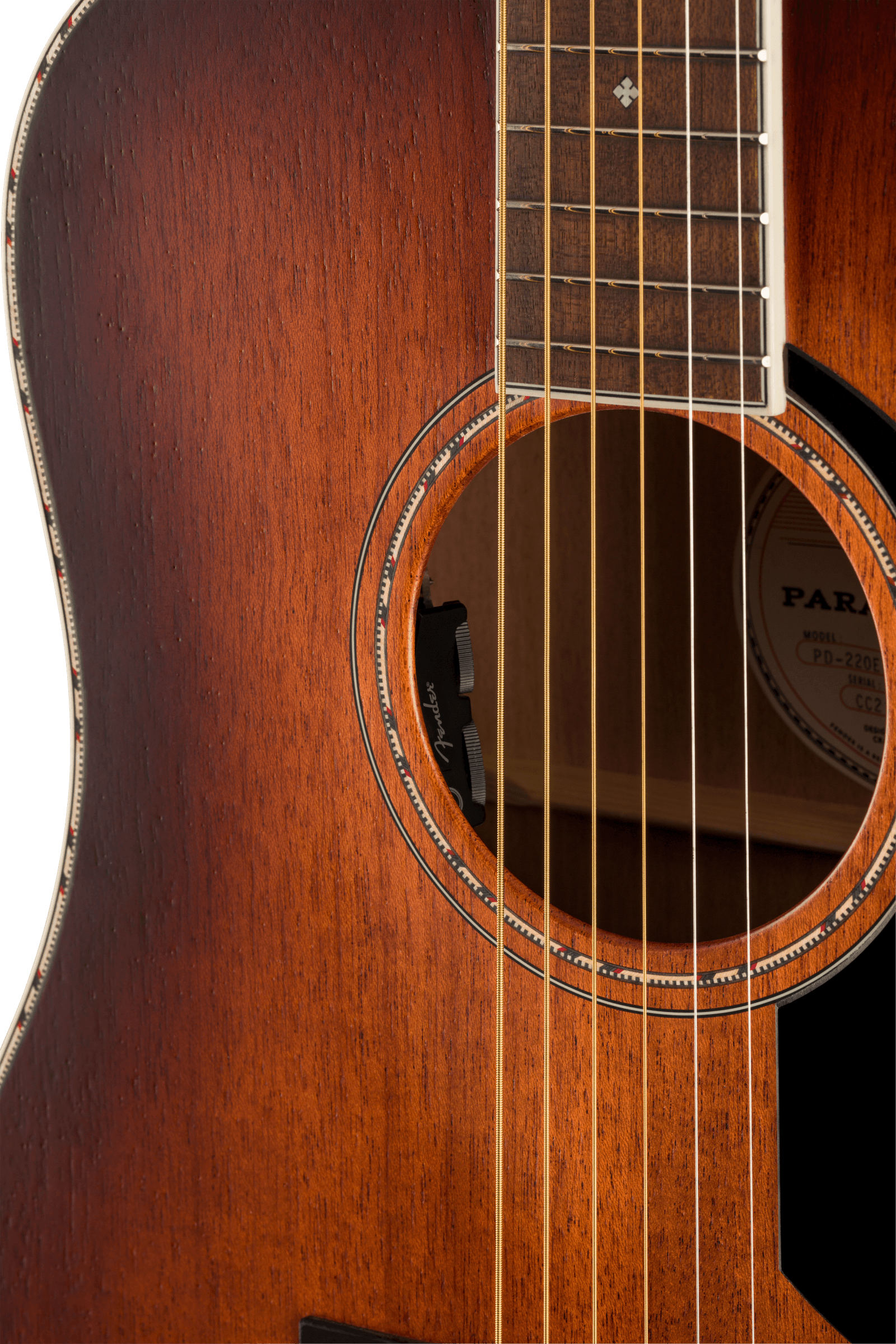 Fender® PO-220E Orchestra, All Mahogany, Ovangkol Fingerboard, Aged Cognac Burst