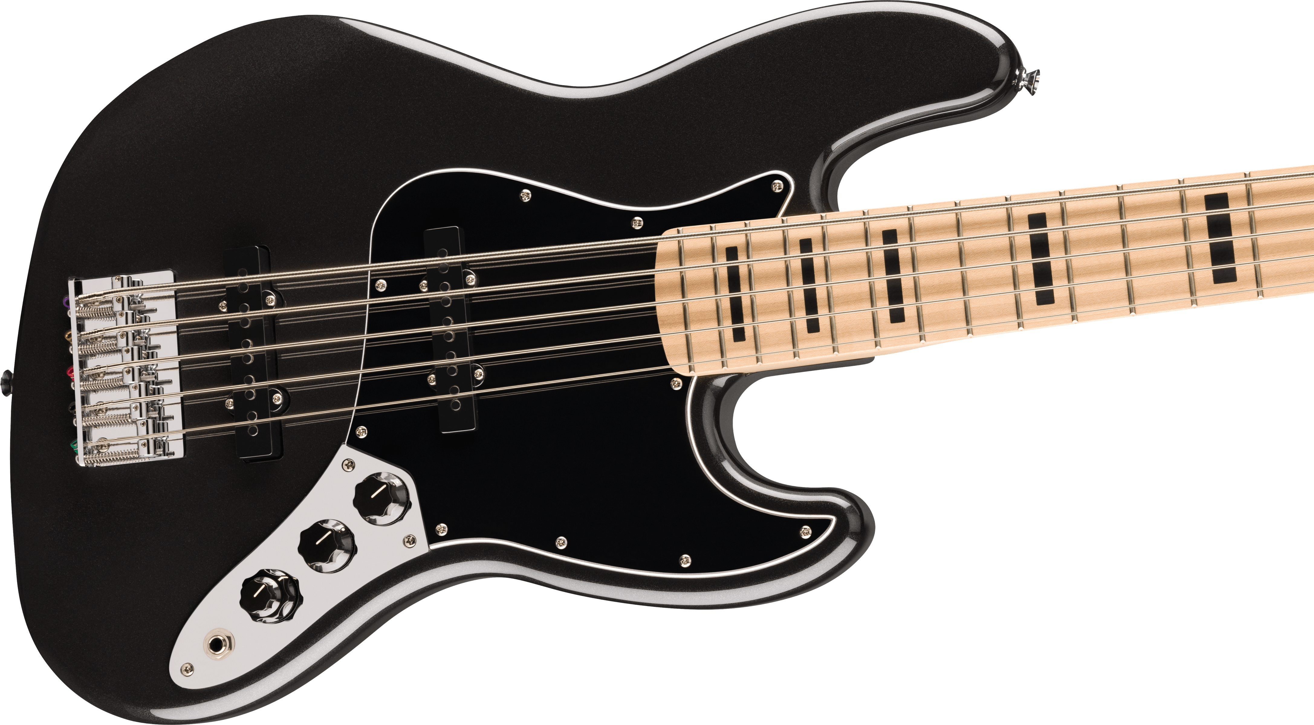 Squier® Affinity Series® Active Jazz Bass® V, Maple Fingerboard, Black Pickguard, Black Metallic