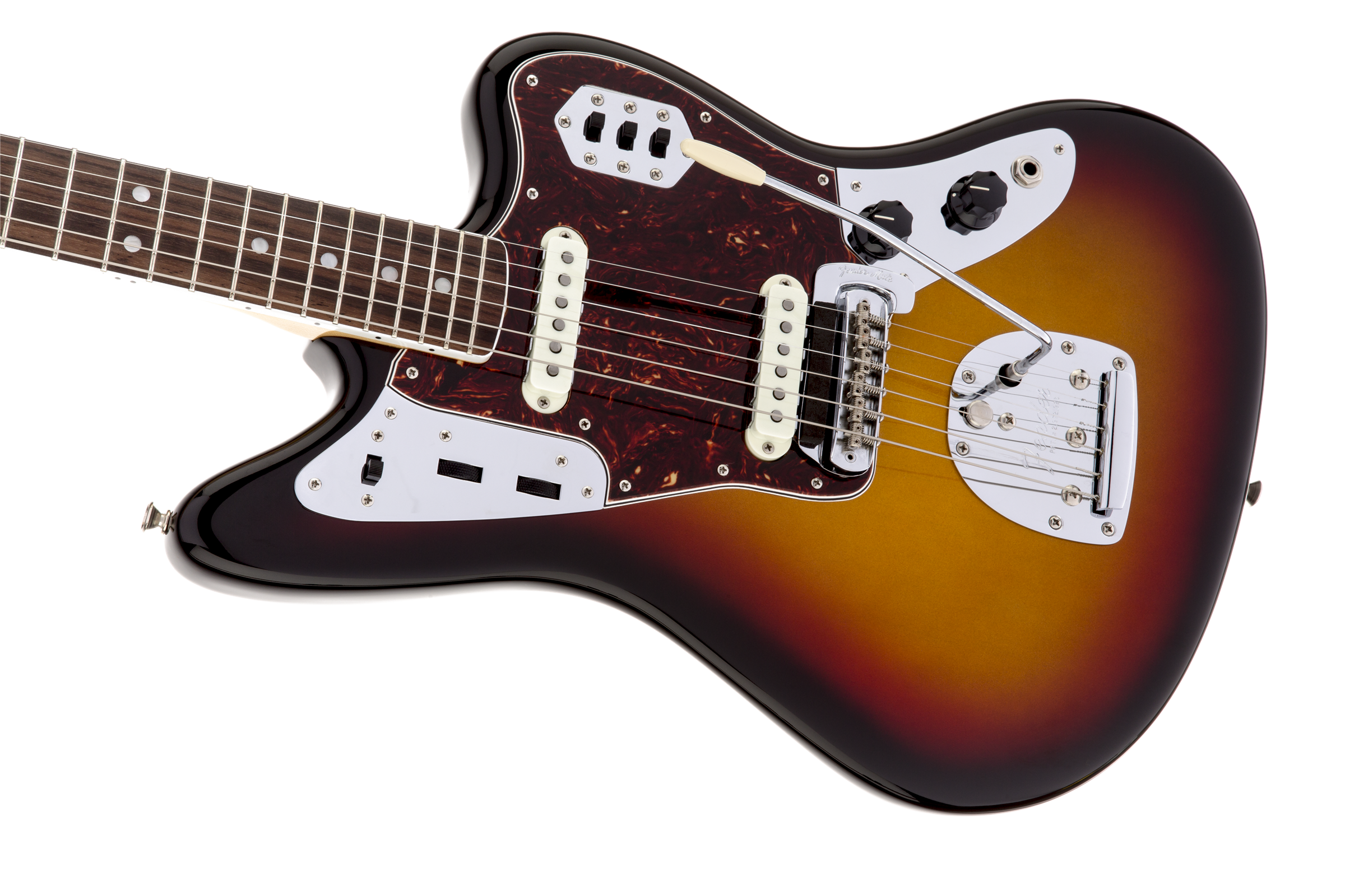 Fender® American Vintage '65 Jaguar®, Round-Lam Rosewood Fingerboard, 3-Color Sunburst