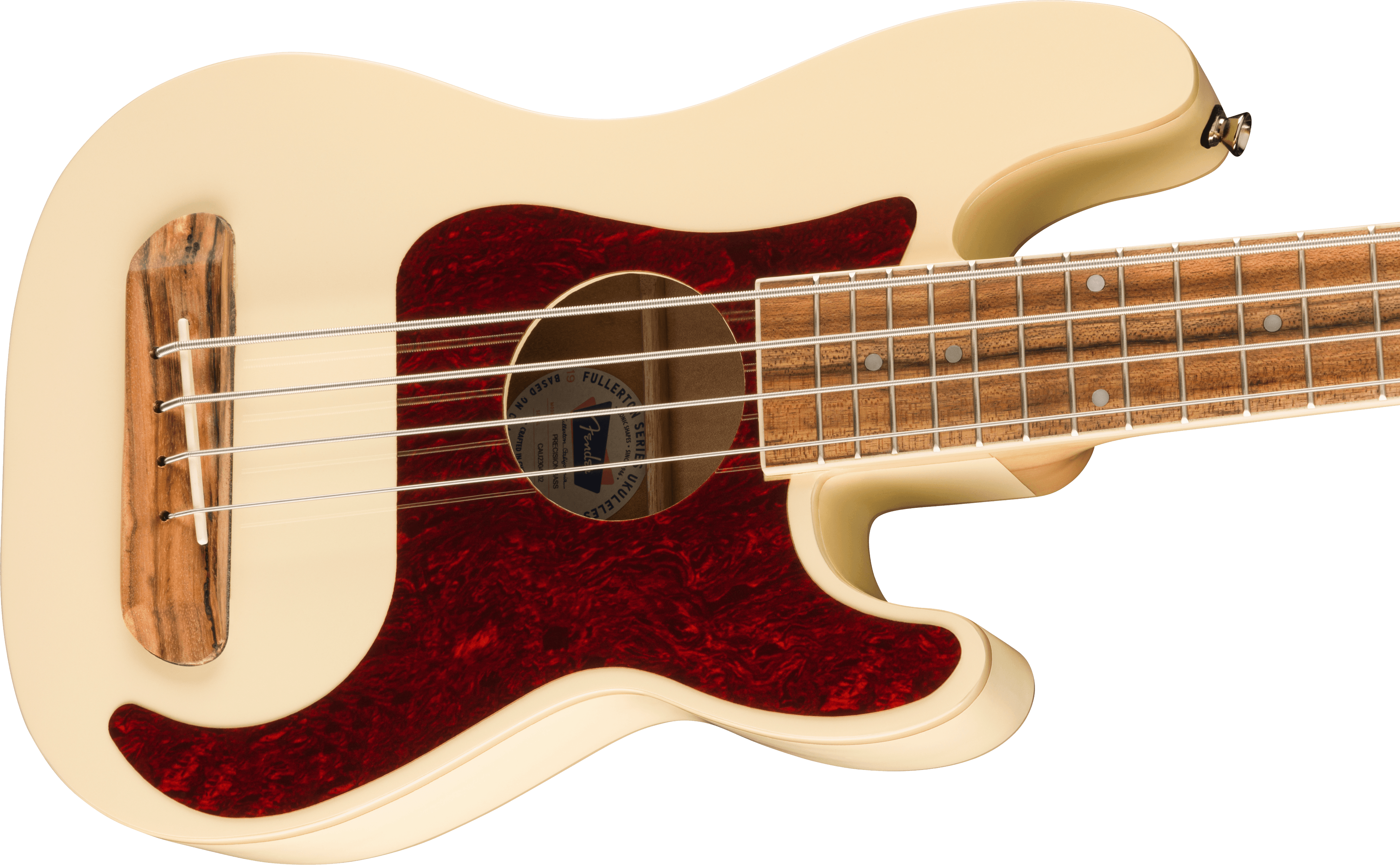 Fender® Fullerton Precision Bass® Uke, Walnut Fingerboard, Tortoiseshell Pickguard, Olympic White