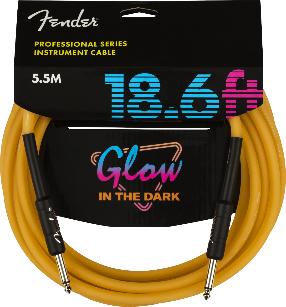 Fender® Professional Glow in the Dark Cable, Orange, 18.6'