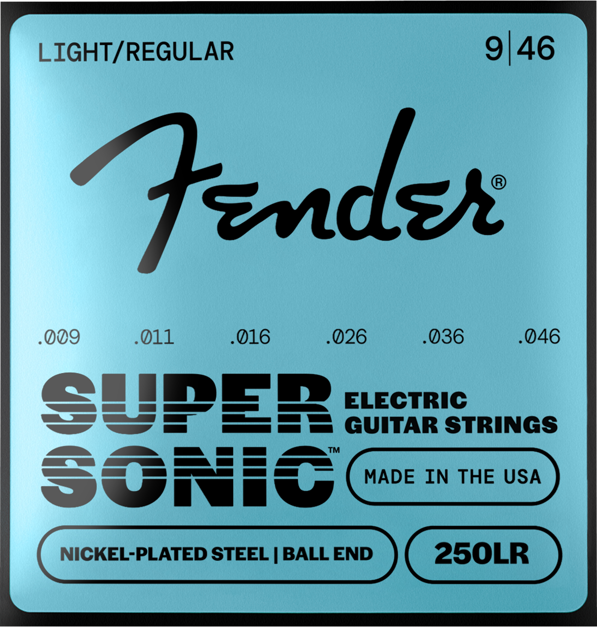 Fender SuperSonic™ 250LR Guitar Strings, Nickel-Plated Steel, Ball End, Gauges .009-.046