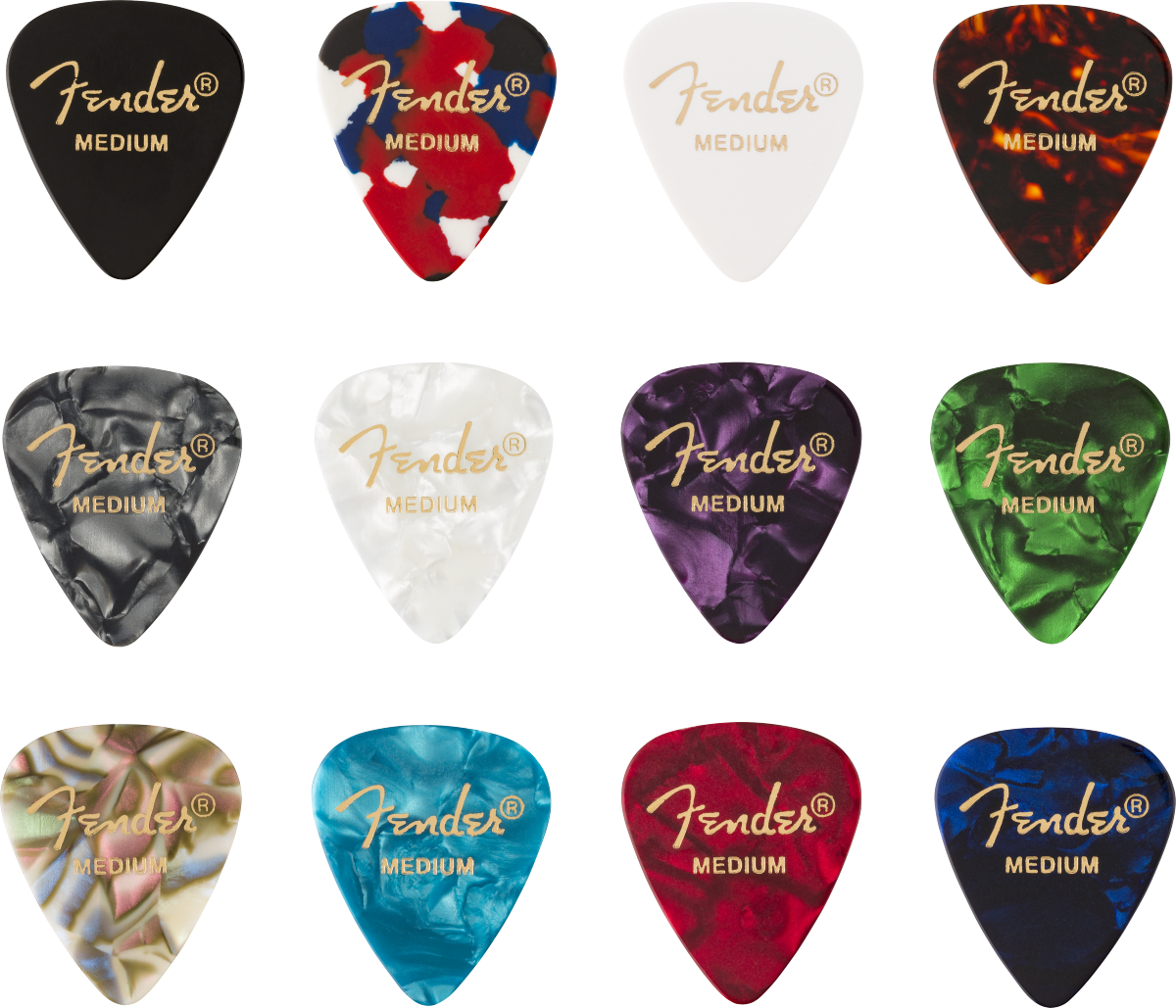 Fender® 351 Shape, Celluloid Medley, Medium (12)