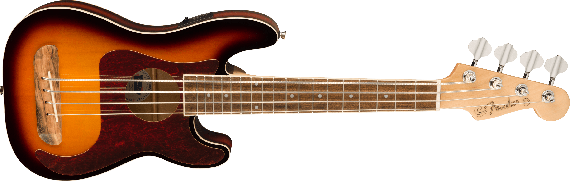 Fender® Fullerton Precision Bass® Uke, Walnut Fingerboard, Tortoiseshell Pickguard, 3-Color Sunburst