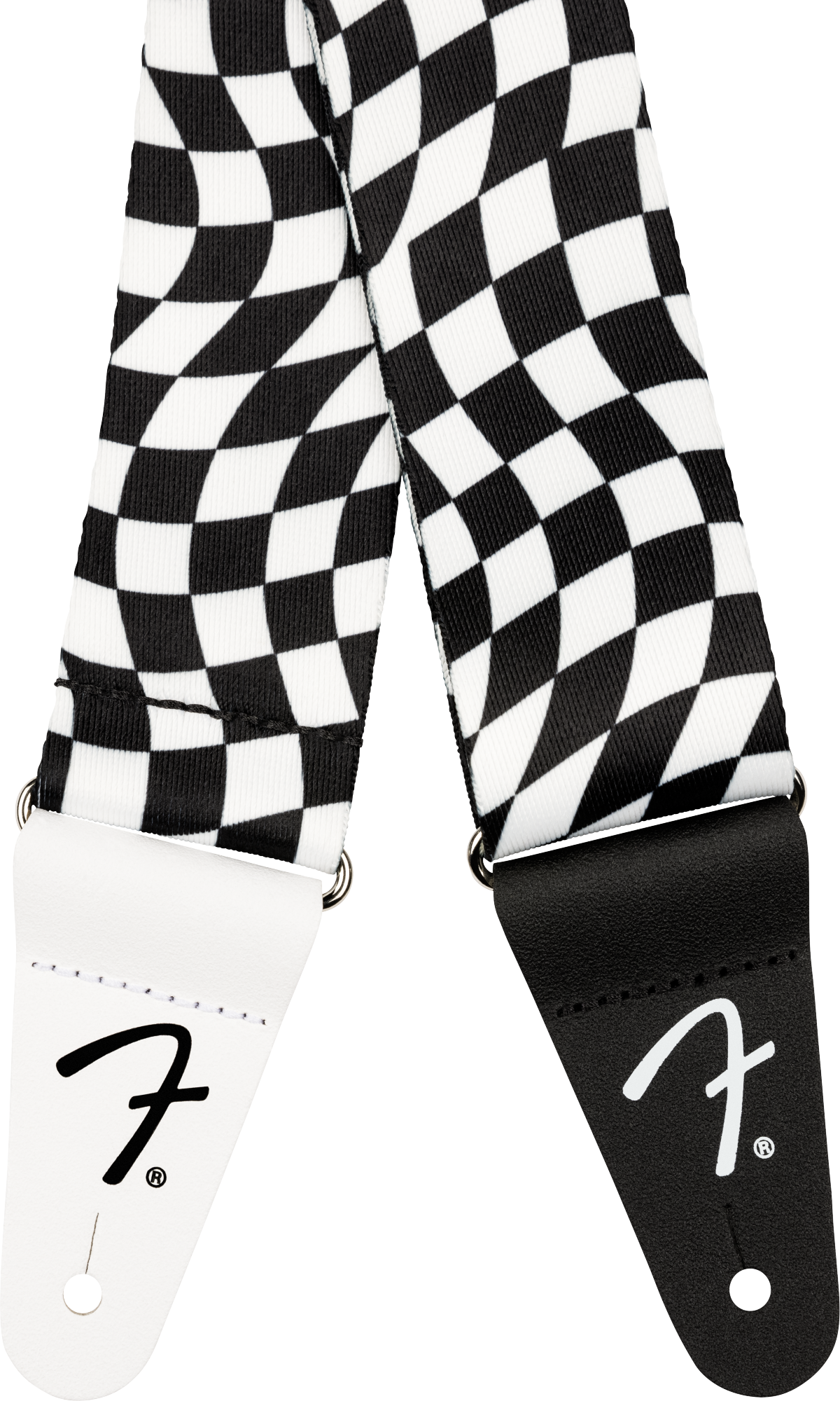 Fender® Wavy Checkerboard Polyester Strap, Black/White