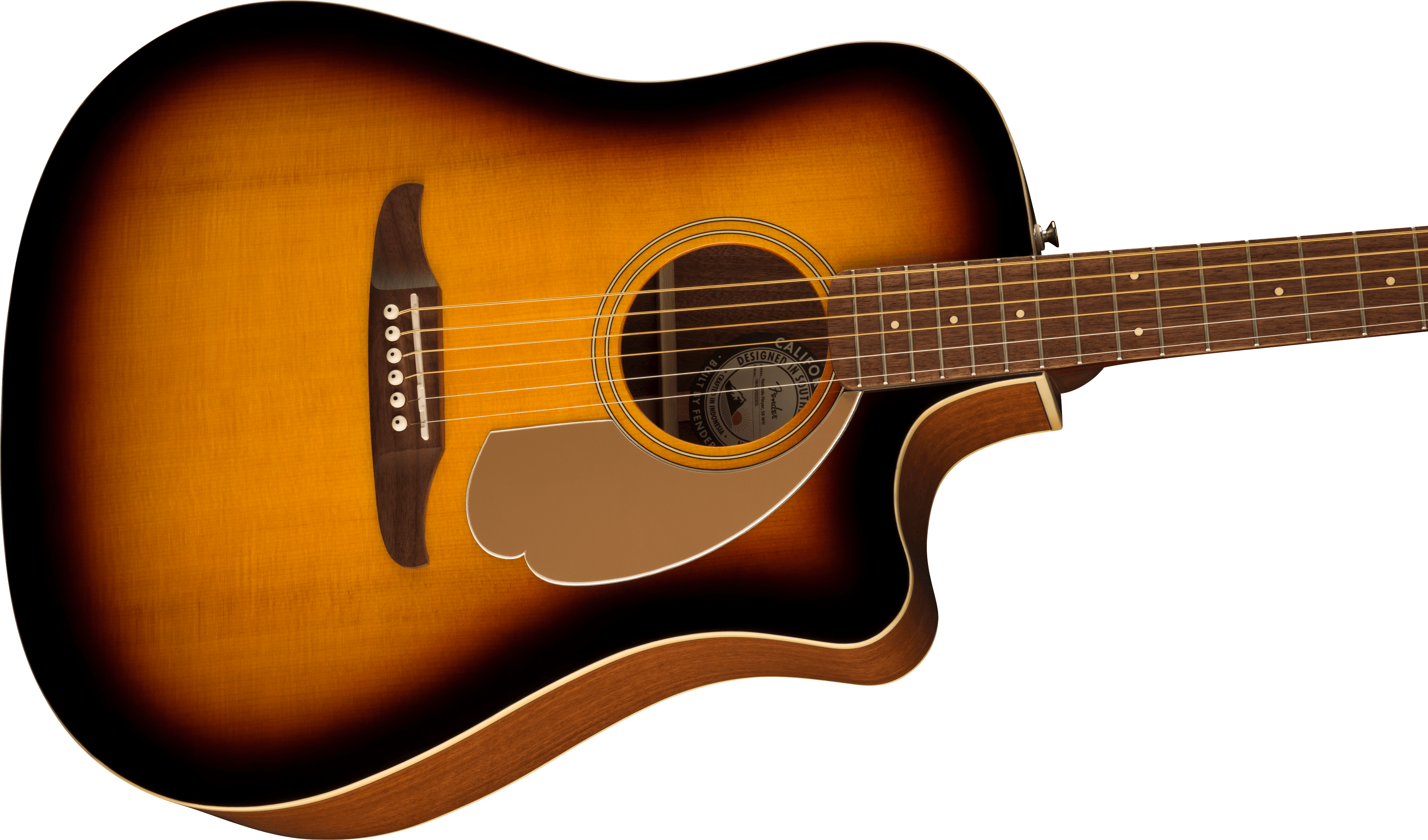 Fender® Redondo Player, Walnut Fingerboard, Gold Pickguard, Sunburst