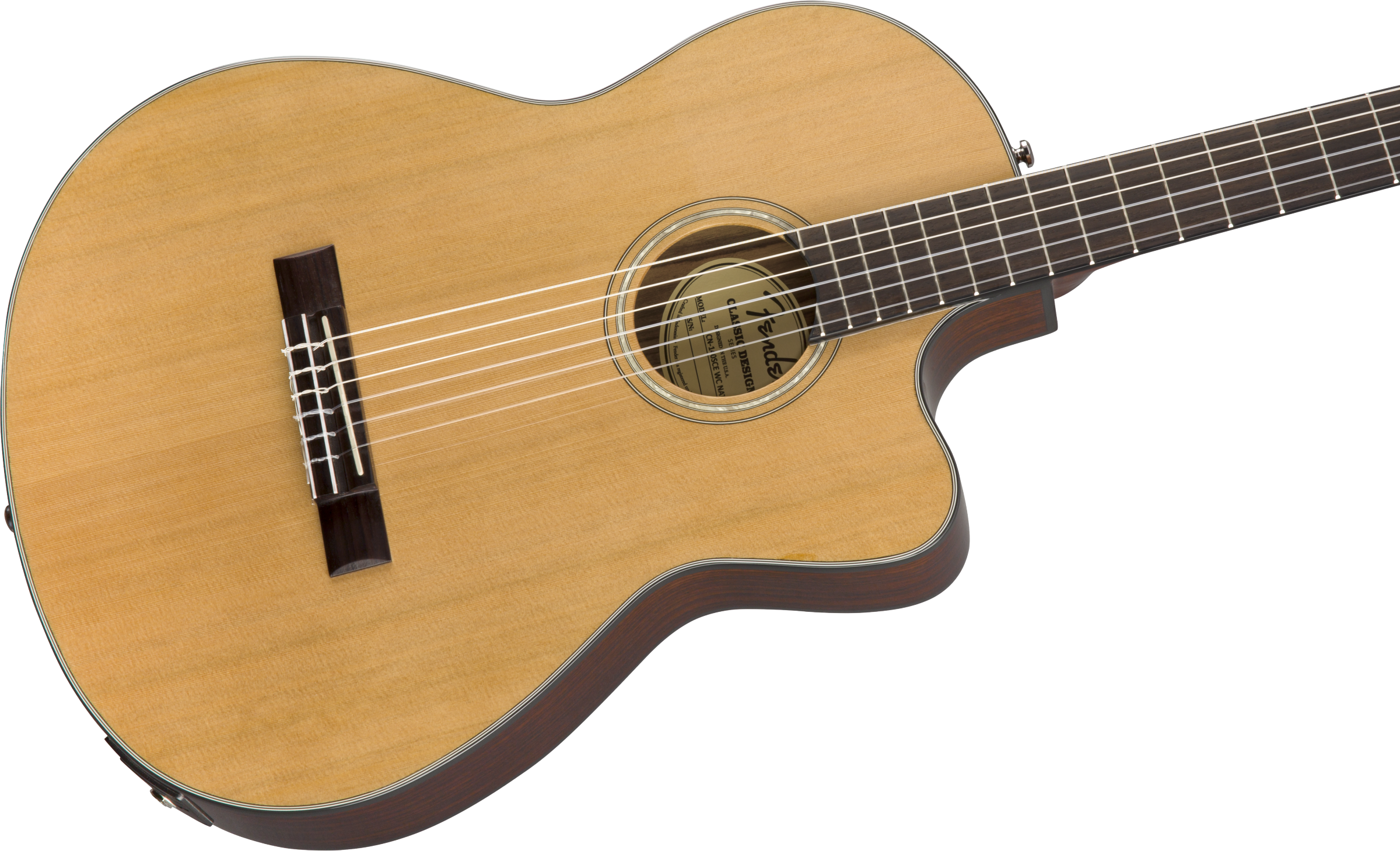 Fender® CN-140SCE Nylon Thinline, Walnut Fingerboard, Natural w/Case