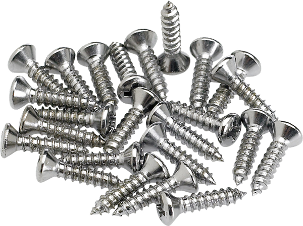 Fender® Pickguard/Control Plate Mounting Screws (24) (Chrome)