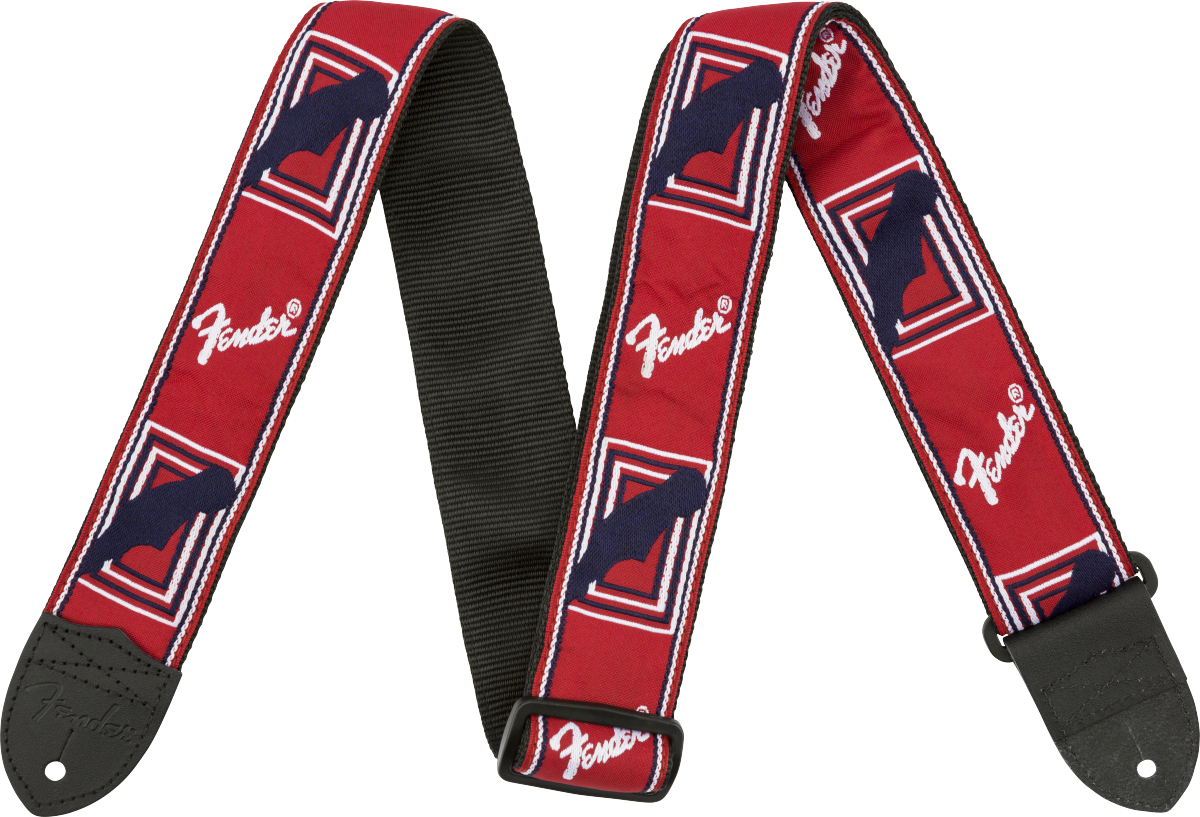 Fender® Monogrammed Strap, Red/White/Blue, 2"