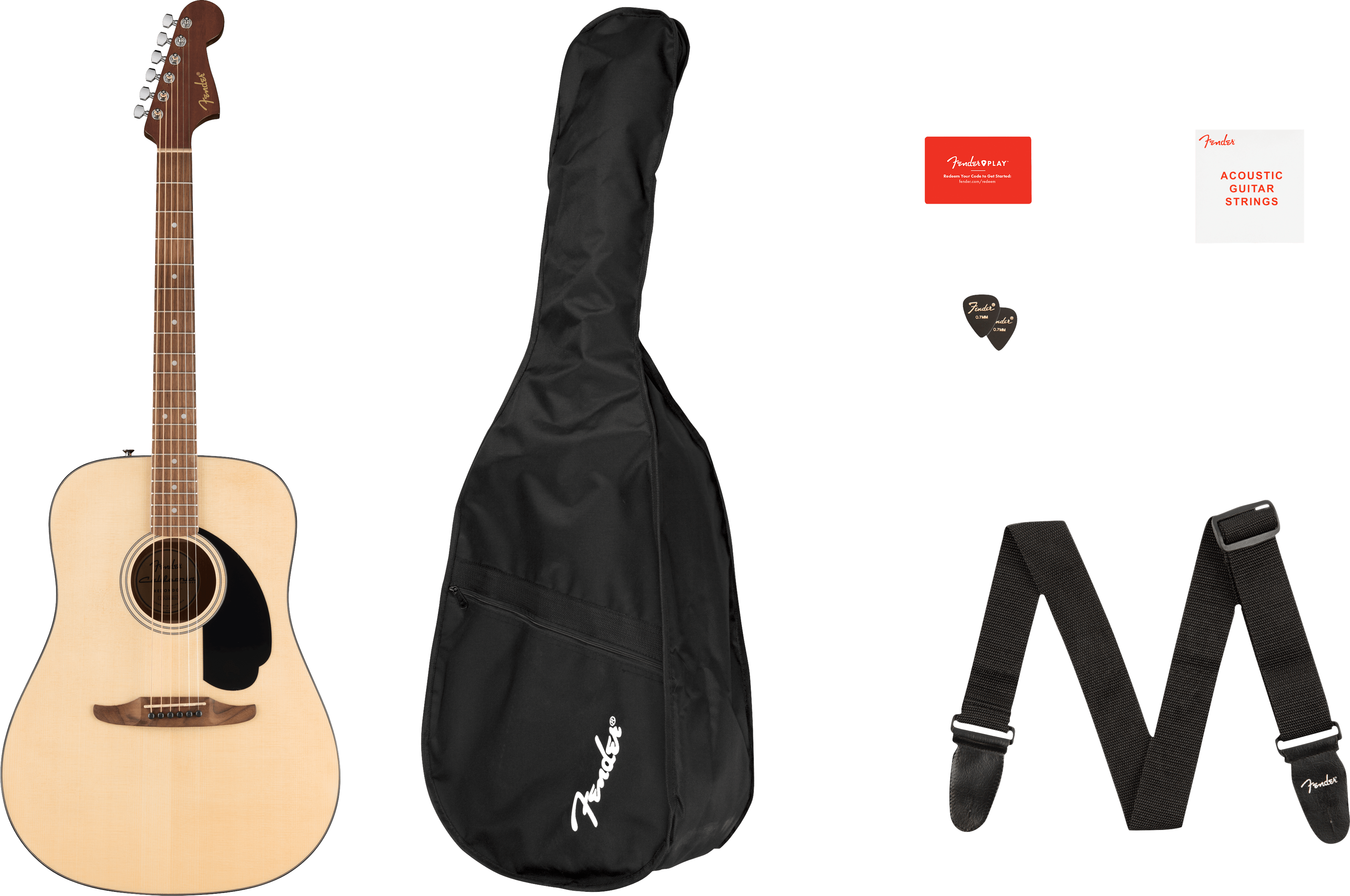 Fender® California Standard Redondo™ Pack, Spruce Top, Black Pickguard, Natural