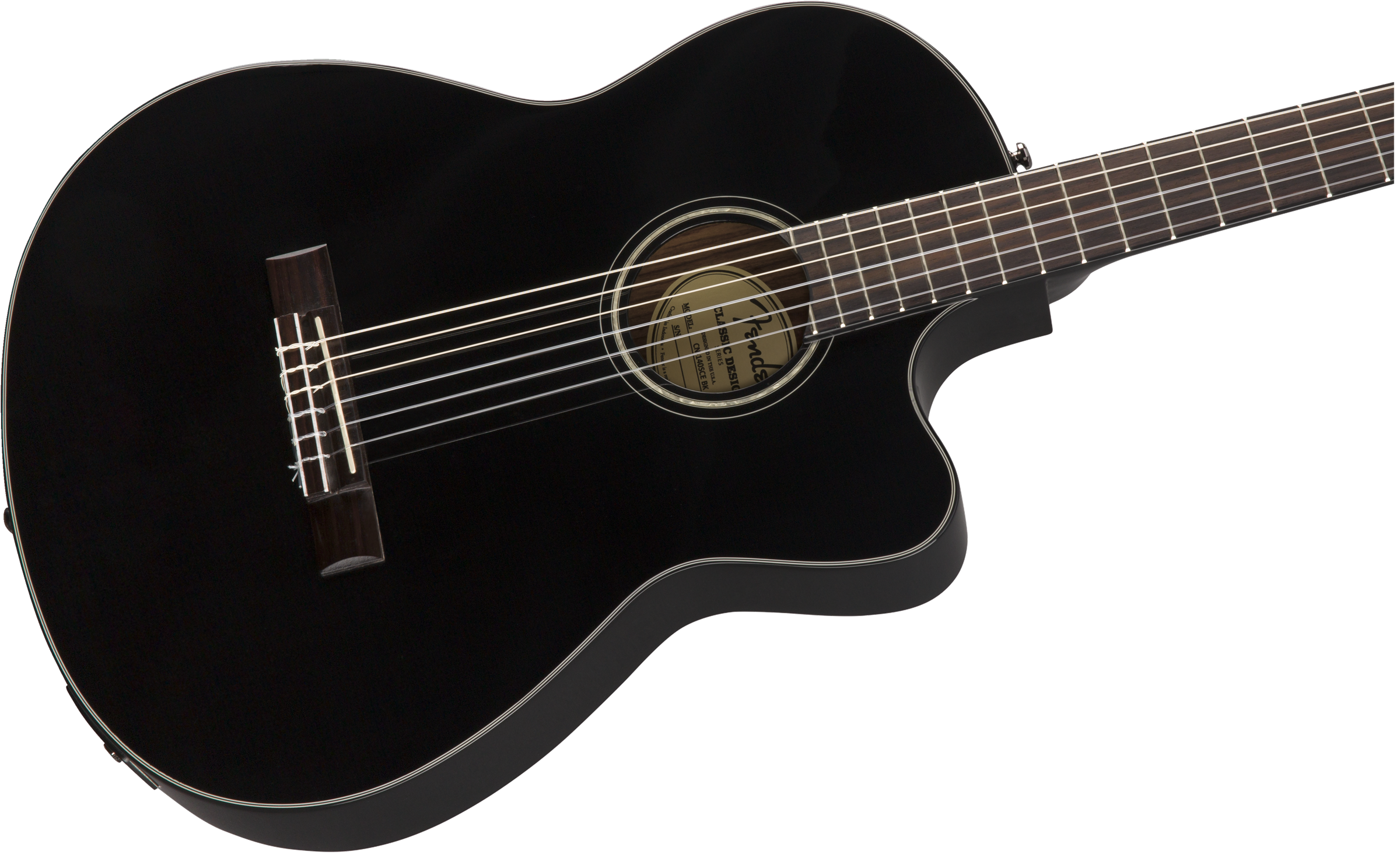 Fender® CN-140SCE Nylon Thinline, Walnut Fingerboard, Black w/case