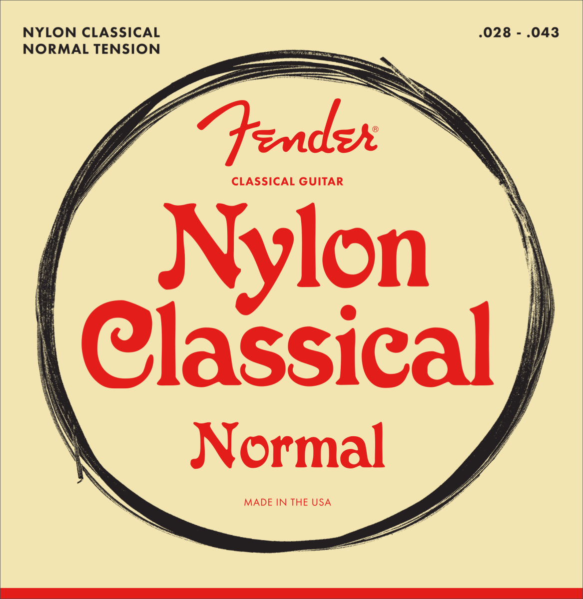 Fender® 100C Nylon Classical Acoustic Guitar Strings, Clear/Silver, Tie End, Gauges .028-.043