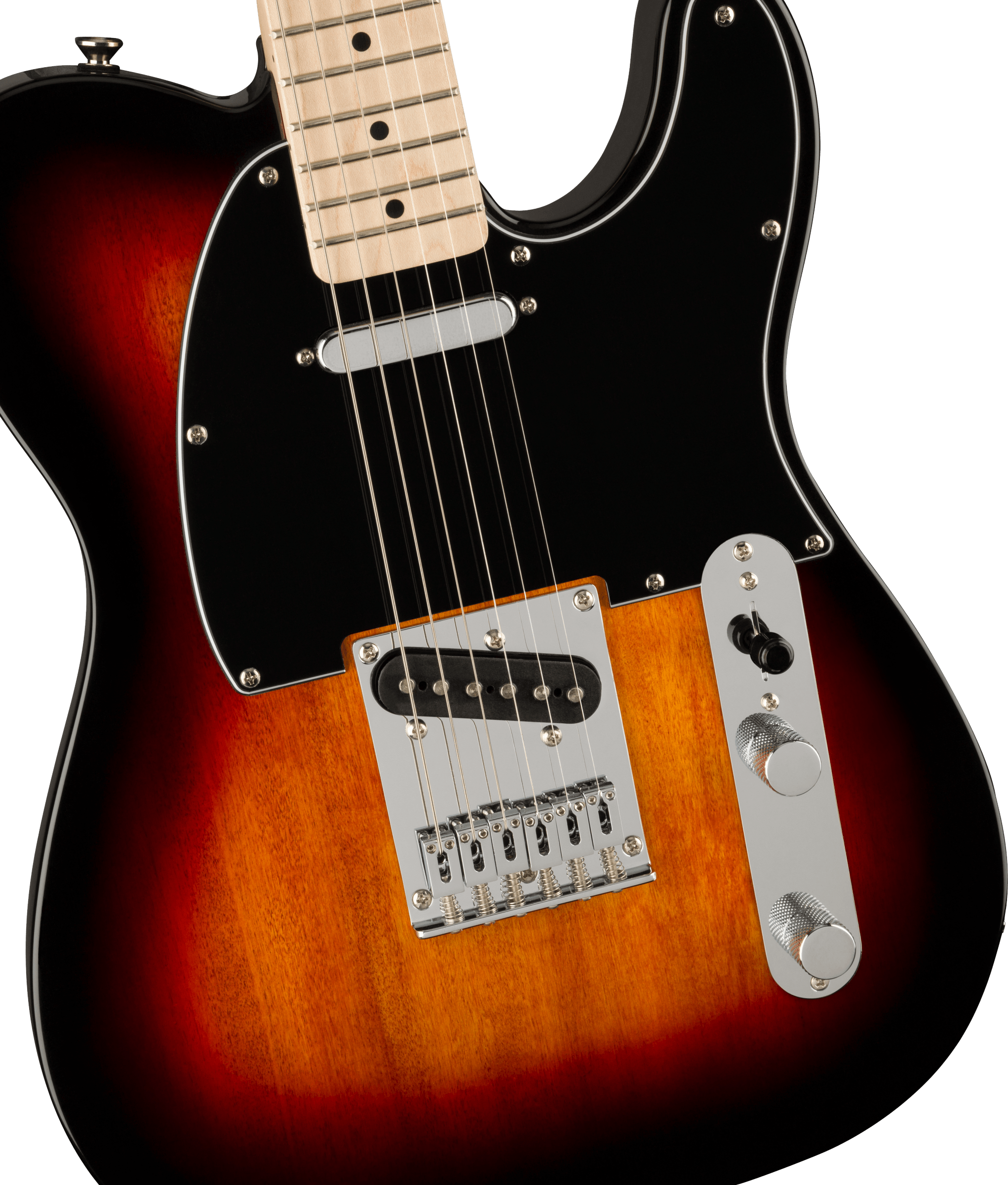 Squier® Affinity Series™ Telecaster®, Maple Fingerboard, Black Pickguard, 3-Color Sunburst