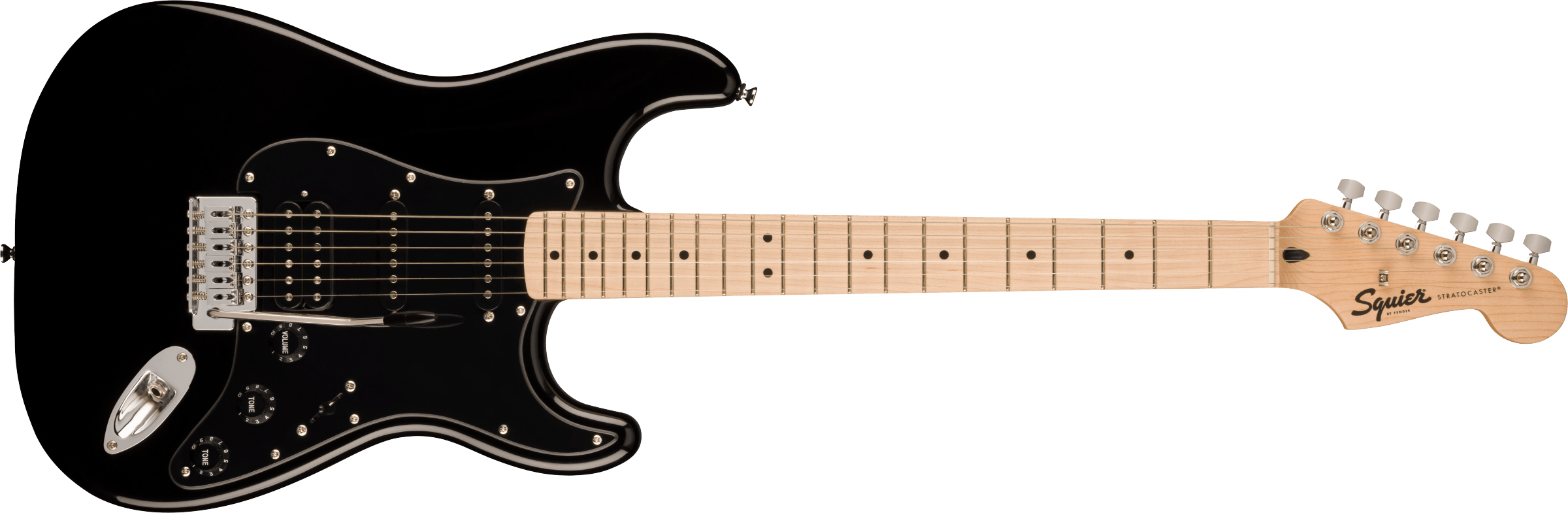 Squier® Sonic® Stratocaster® HSS, Maple Fingerboard, Black Pickguard, Black