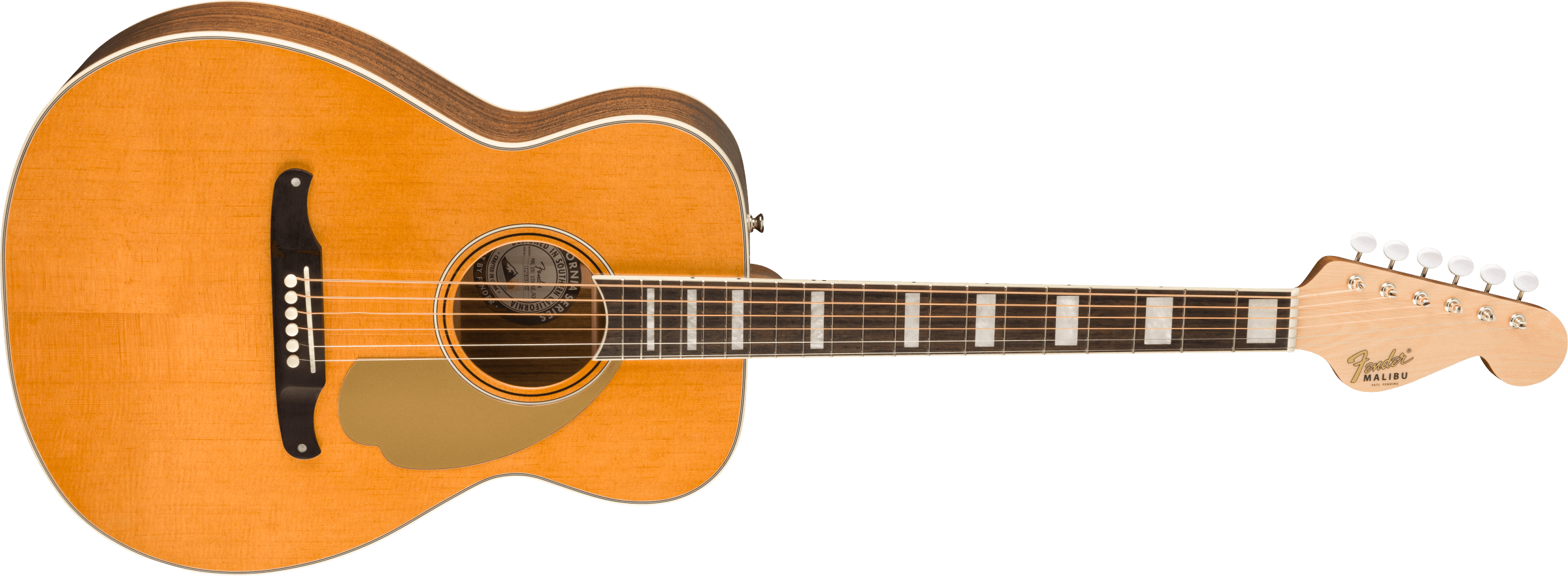 Fender® California Vintage Malibu with Case, Gold Pickguard, Aged Natural