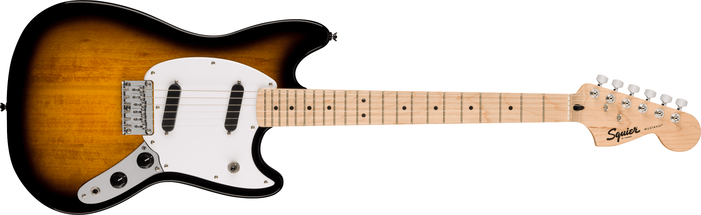 Squier® Squier Sonic® Mustang®, Maple Fingerboard, White Pickguard, 2-Color Sunburst