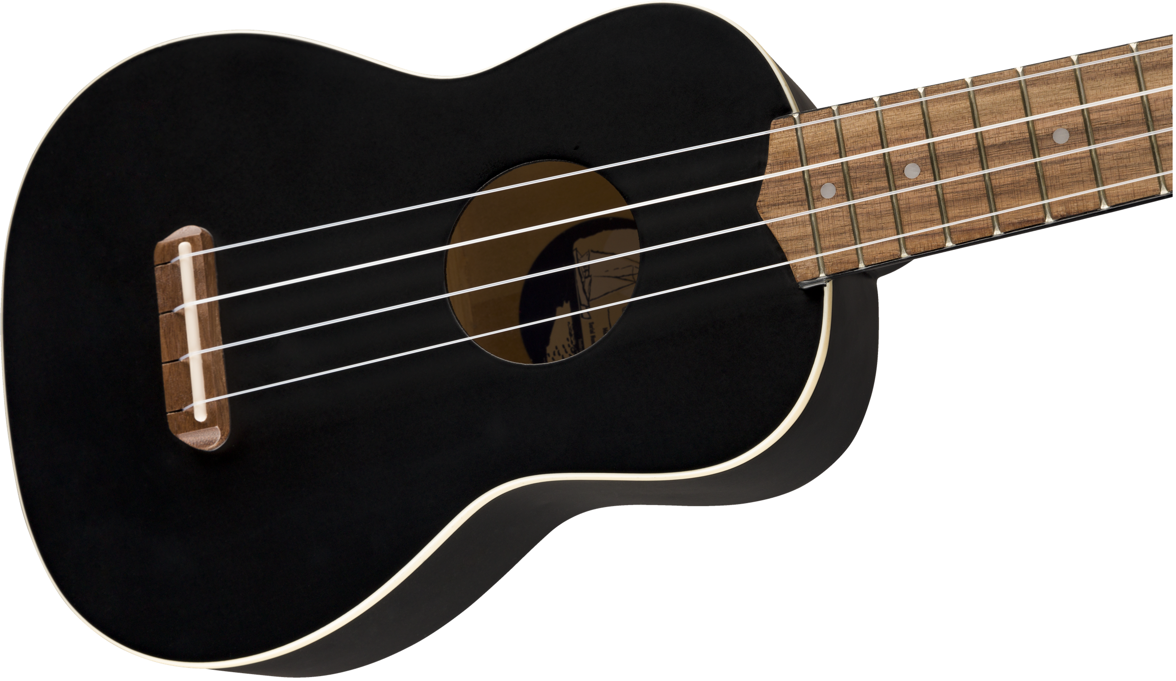 Fender® Venice Soprano Uke, Walnut Fingerboard, Black
