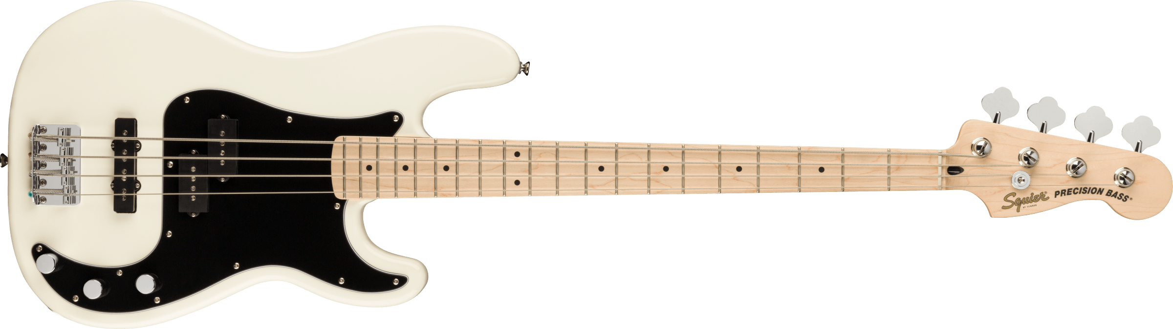 Squier® Affinity Series® Precision Bass® PJ, Maple Fingerboard, Black Pickguard, Olympic White