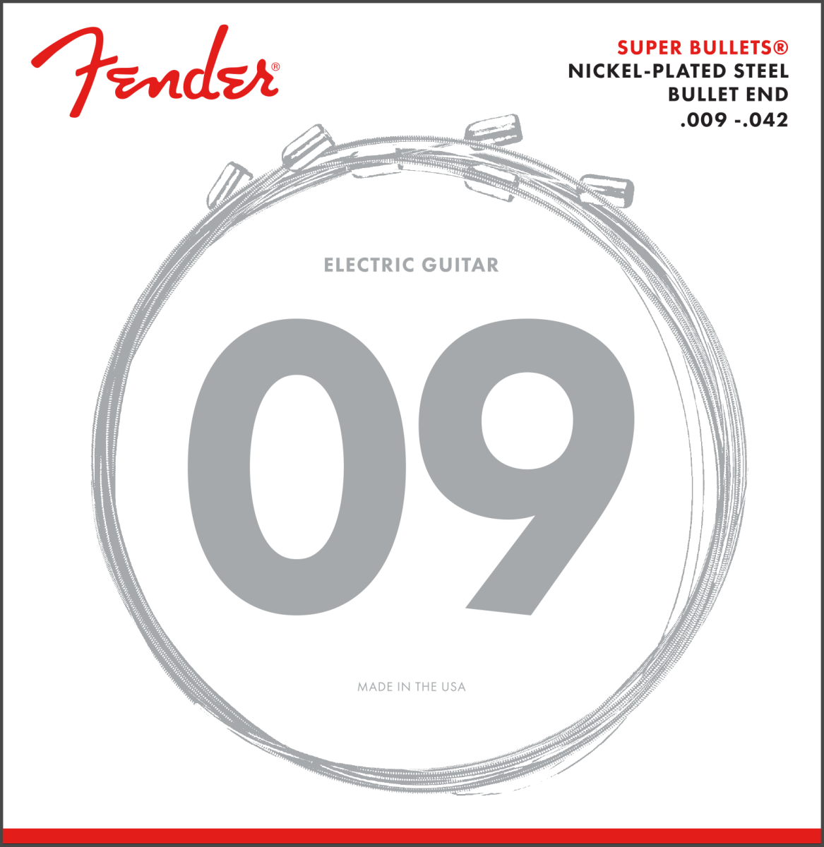 Fender® SuperSonic™ Bullets® 3250L Guitar Strings, Nickel-Plated Steel, Bullet End, Gauges .009-.042