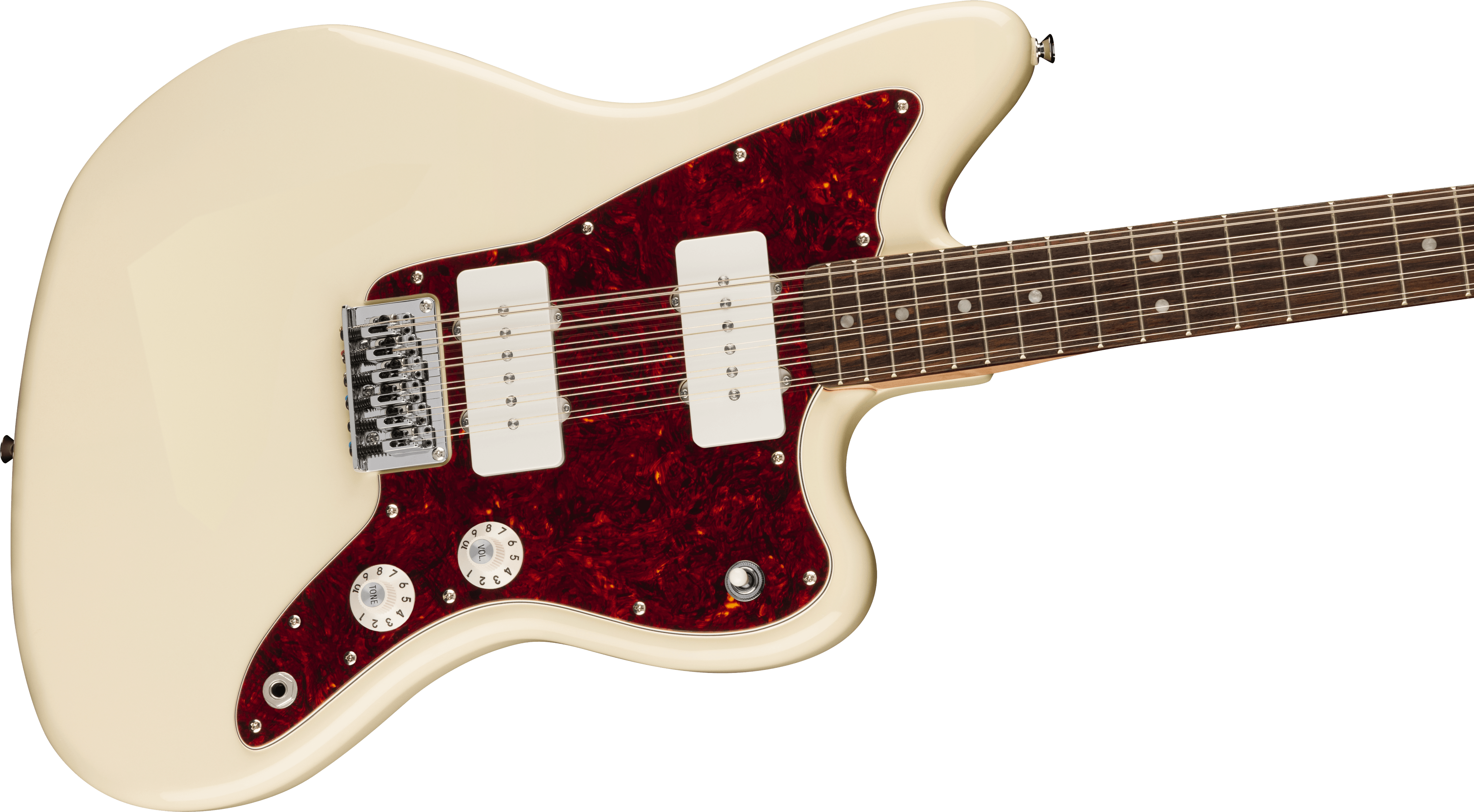 Squier® Paranormal Jazzmaster® XII, Laurel Fingerboard, Tortoiseshell Pickguard, Olympic White