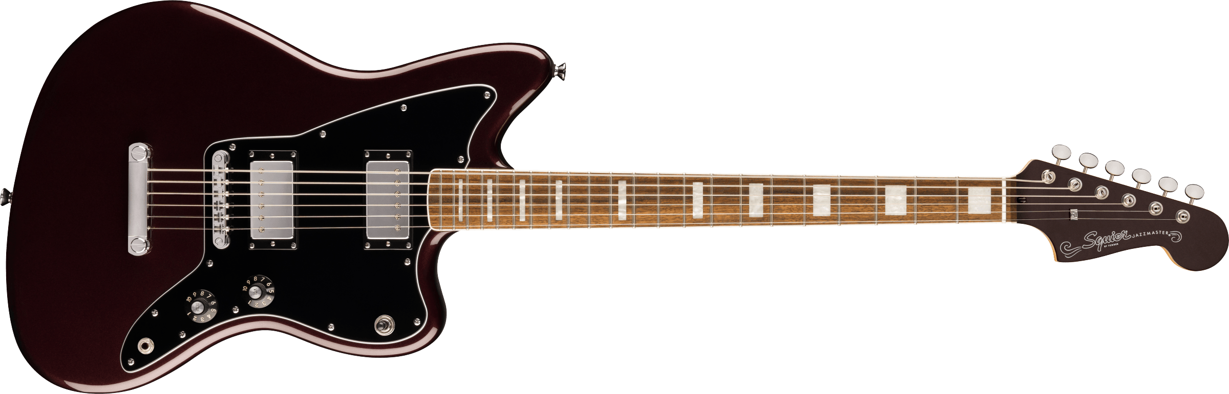 Squier® Paranormal Baritone Jazzmaster® HH, Laurel Fingerboard, Black Pickguard, Oxblood