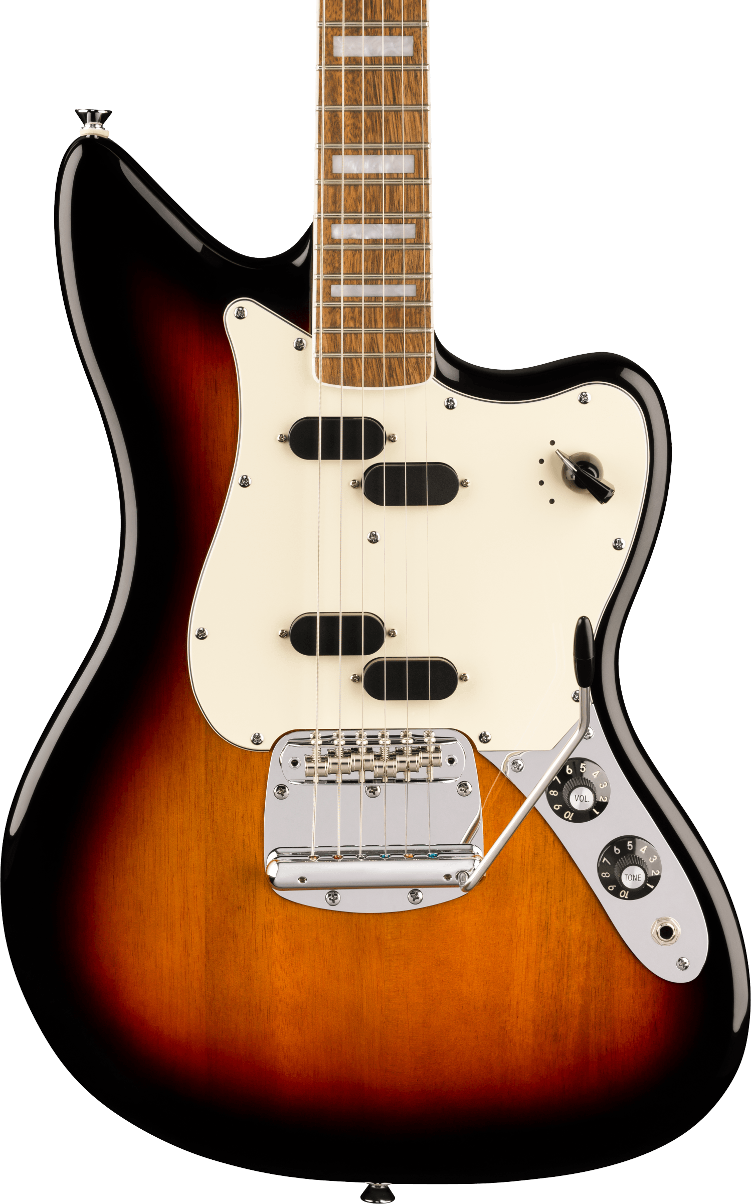 Squier® Paranormal Electric VI, Laurel Fingerboard, Parchment Pickguard, 3-Color Sunburst