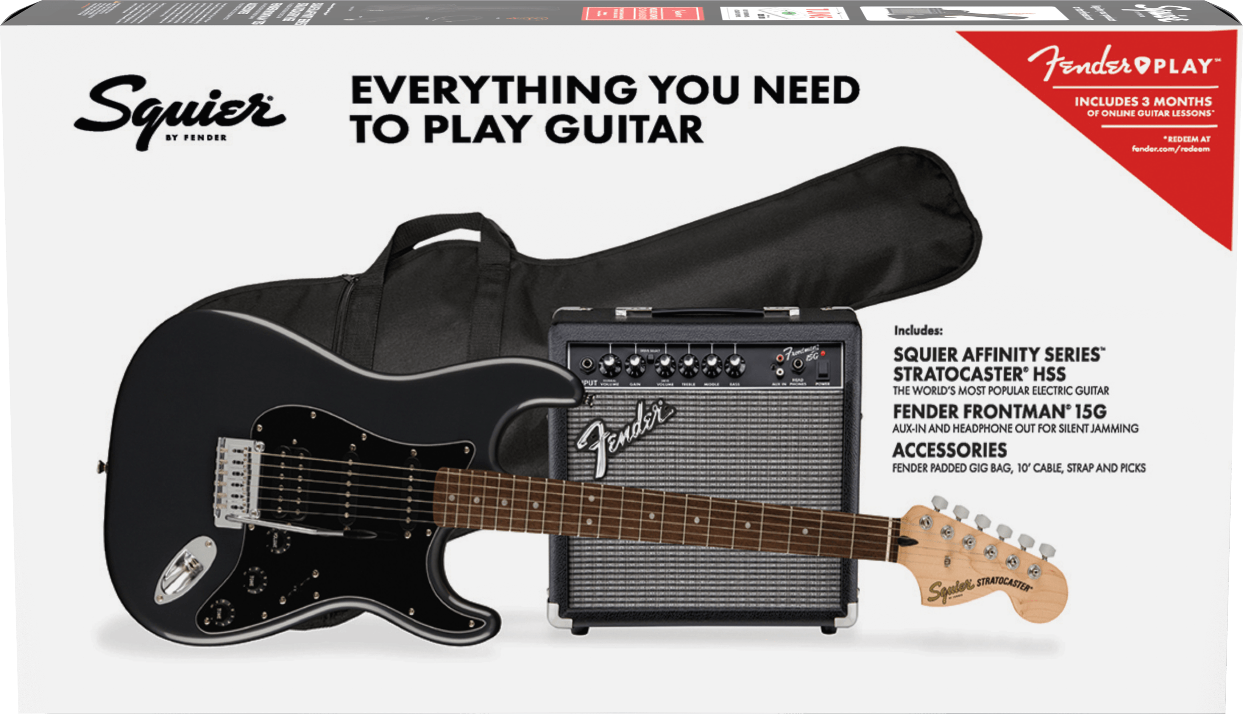 Squier® Affinity Series™ Stratocaster® HSS Pack, Laurel Fingerboard, Charcoal Frost Metallic, Gig Bag, 15G - 230V EU