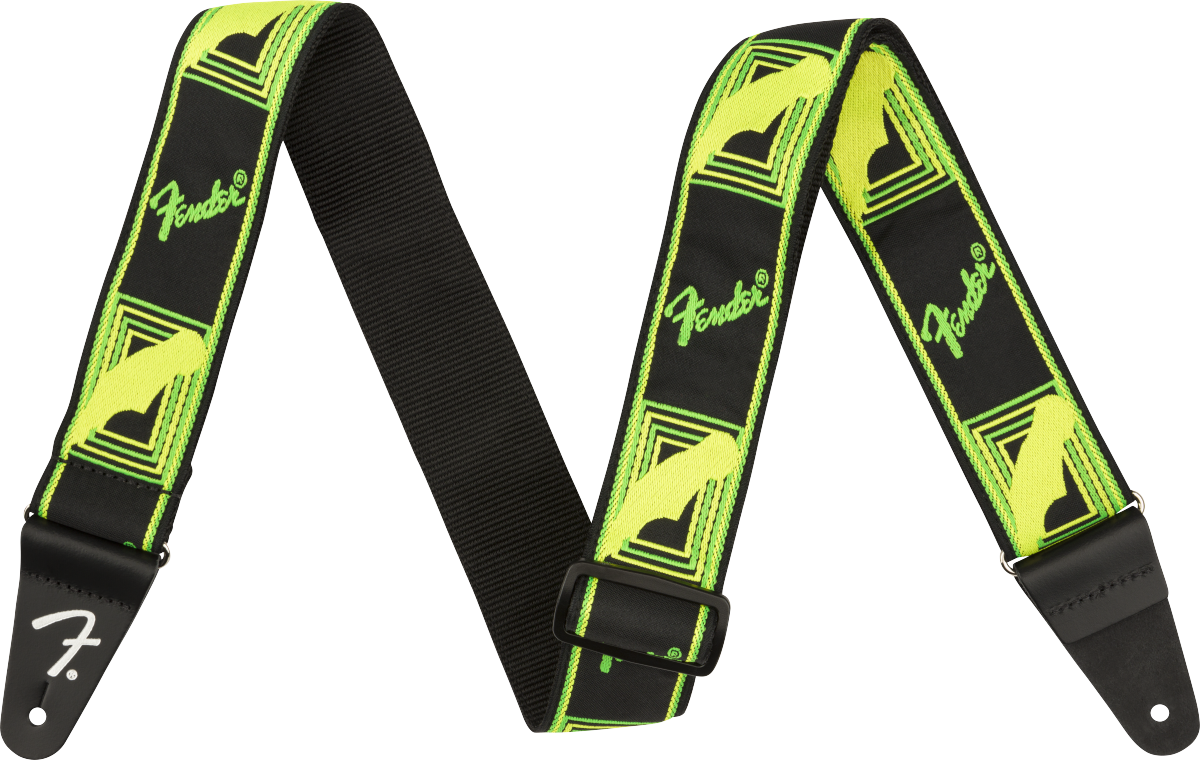 Fender® Neon Monogrammed Strap, Green and Yellow, 2"