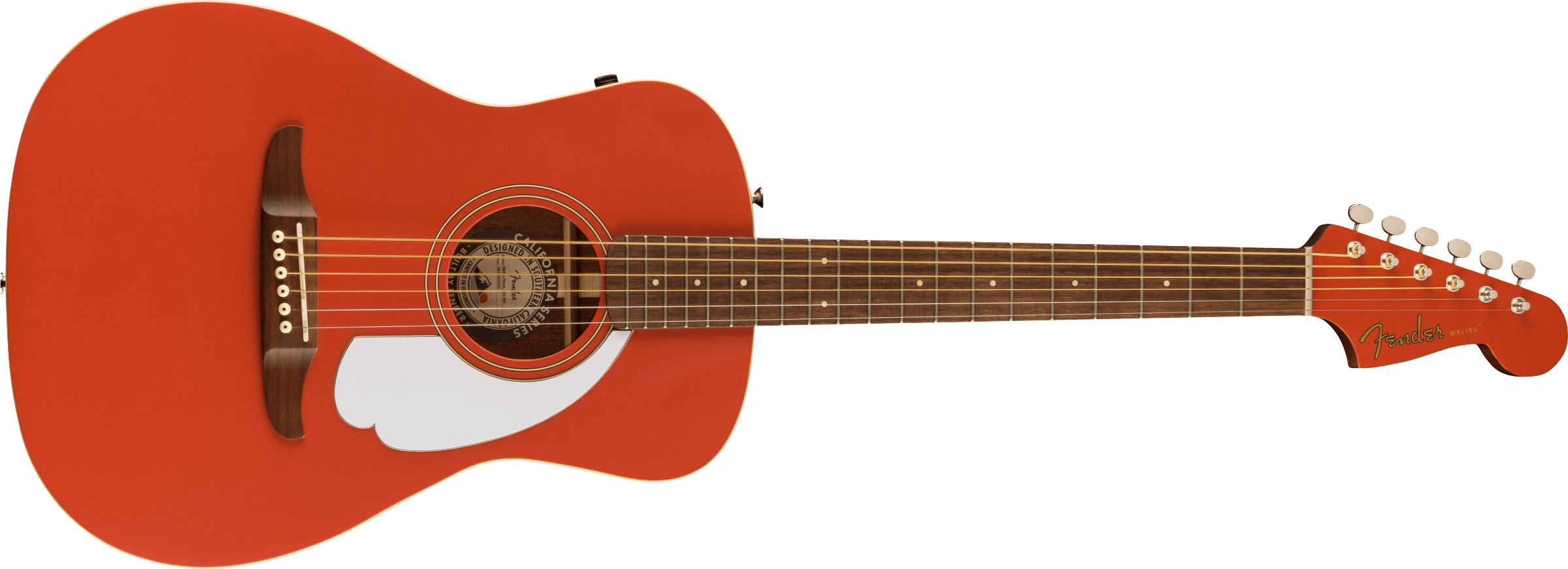Fender® Malibu Player, Walnut Fingerboard, White Pickguard, Fiesta Red