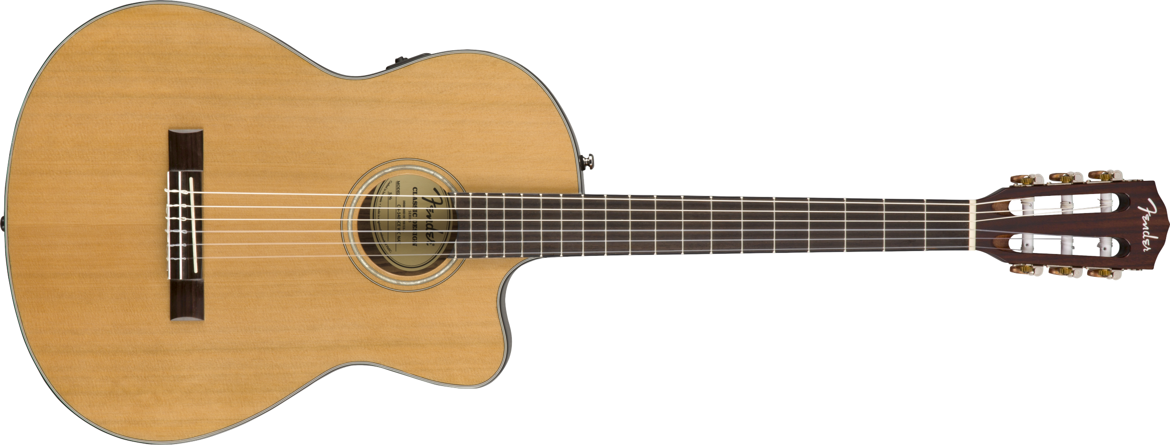 Fender® CN-140SCE Nylon Thinline, Walnut Fingerboard, Natural w/Case