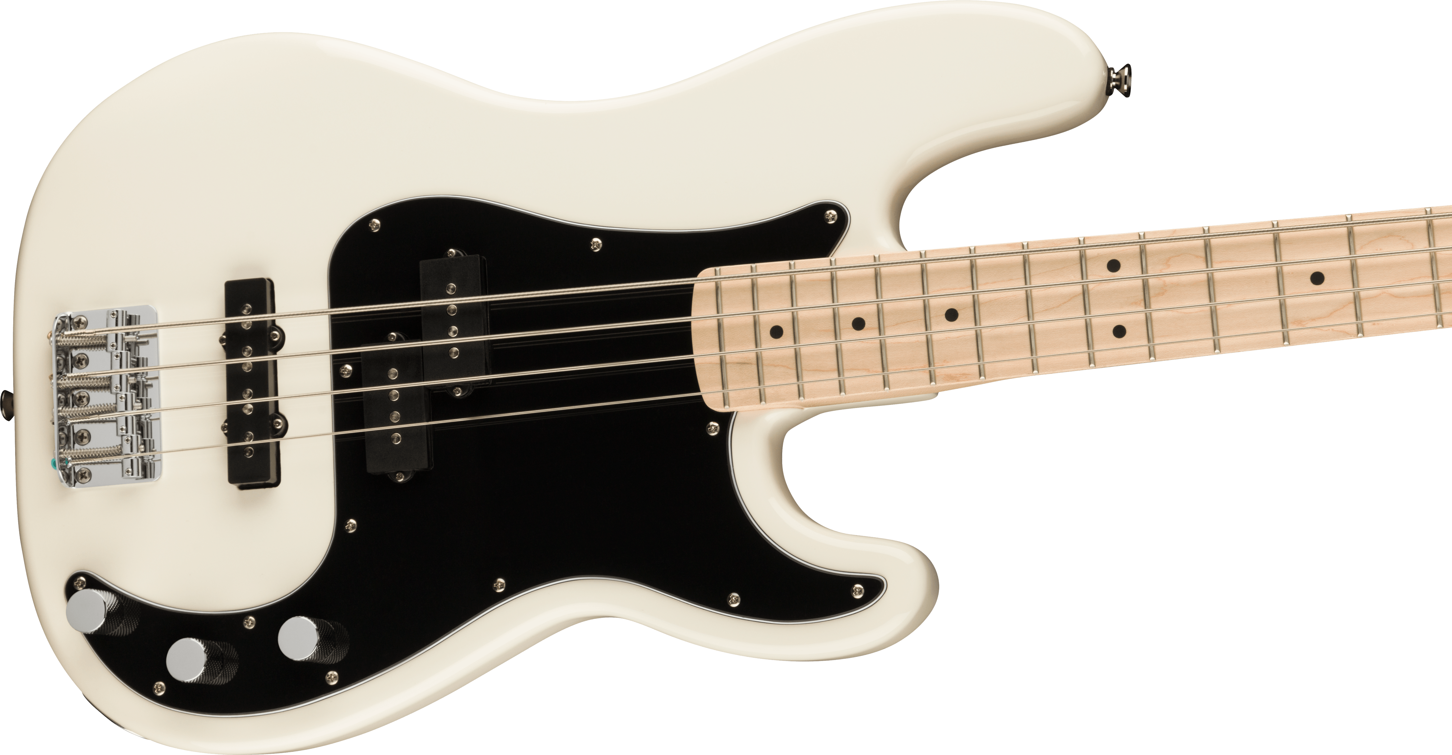 Squier® Affinity Series® Precision Bass® PJ, Maple Fingerboard, Black Pickguard, Olympic White