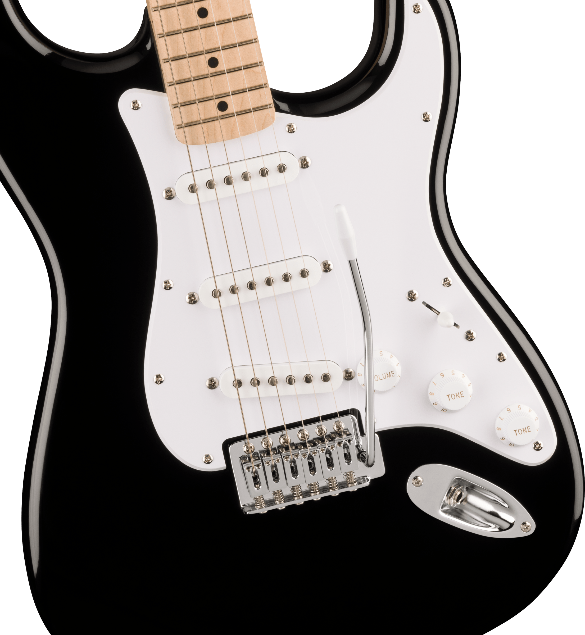 Squier® Sonic® Stratocaster®, Maple Fingerboard, White Pickguard, Black