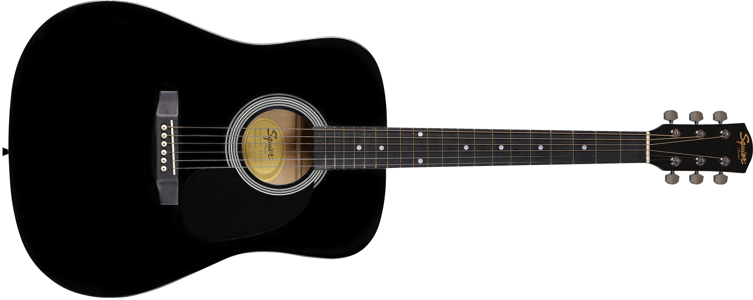 Squier® Dreadnought, Dark-Stained Maple Fingerboard, SA-105, Black