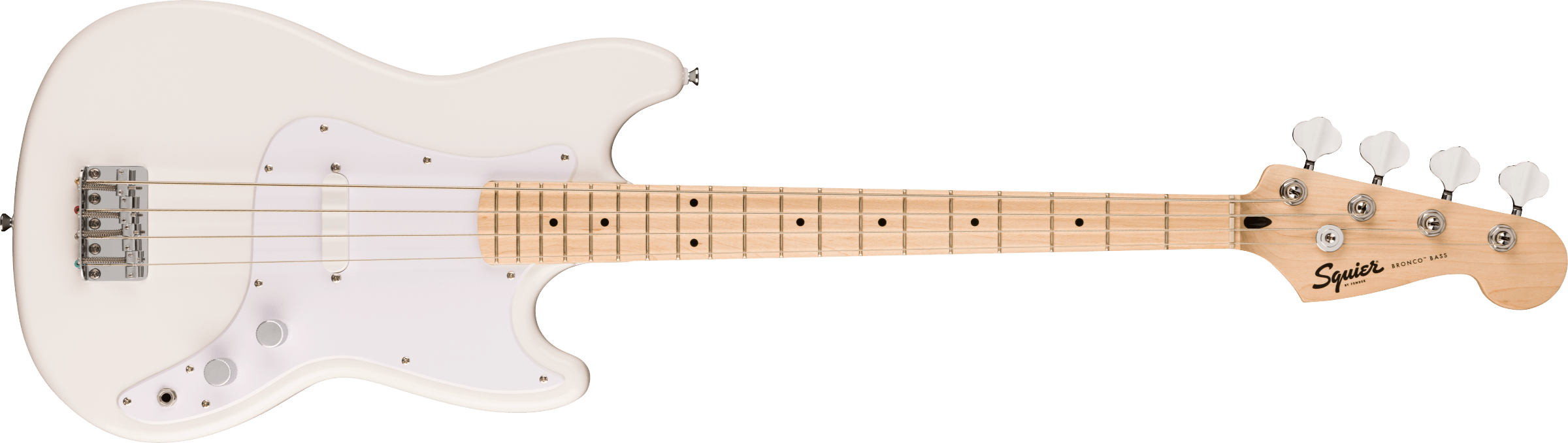 Squier® Squier Sonic® Bronco™ Bass, Maple Fingerboard, White Pickguard, Arctic White
